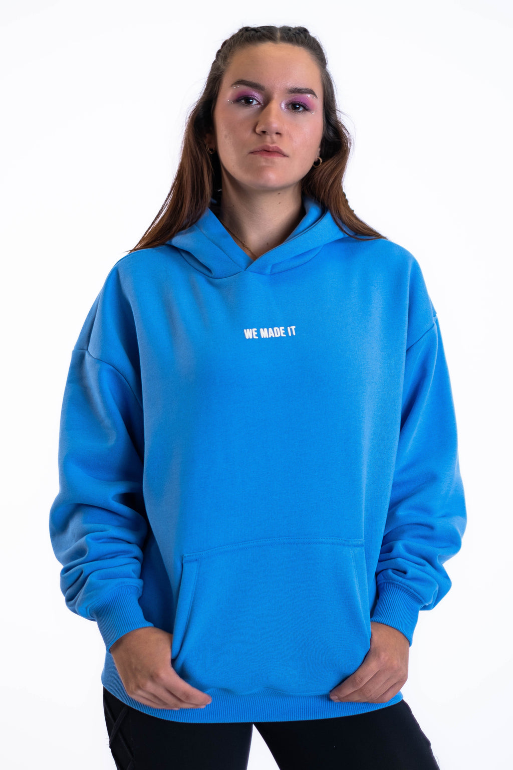 Oversized Hoodie „Cheers to us“ - Blau