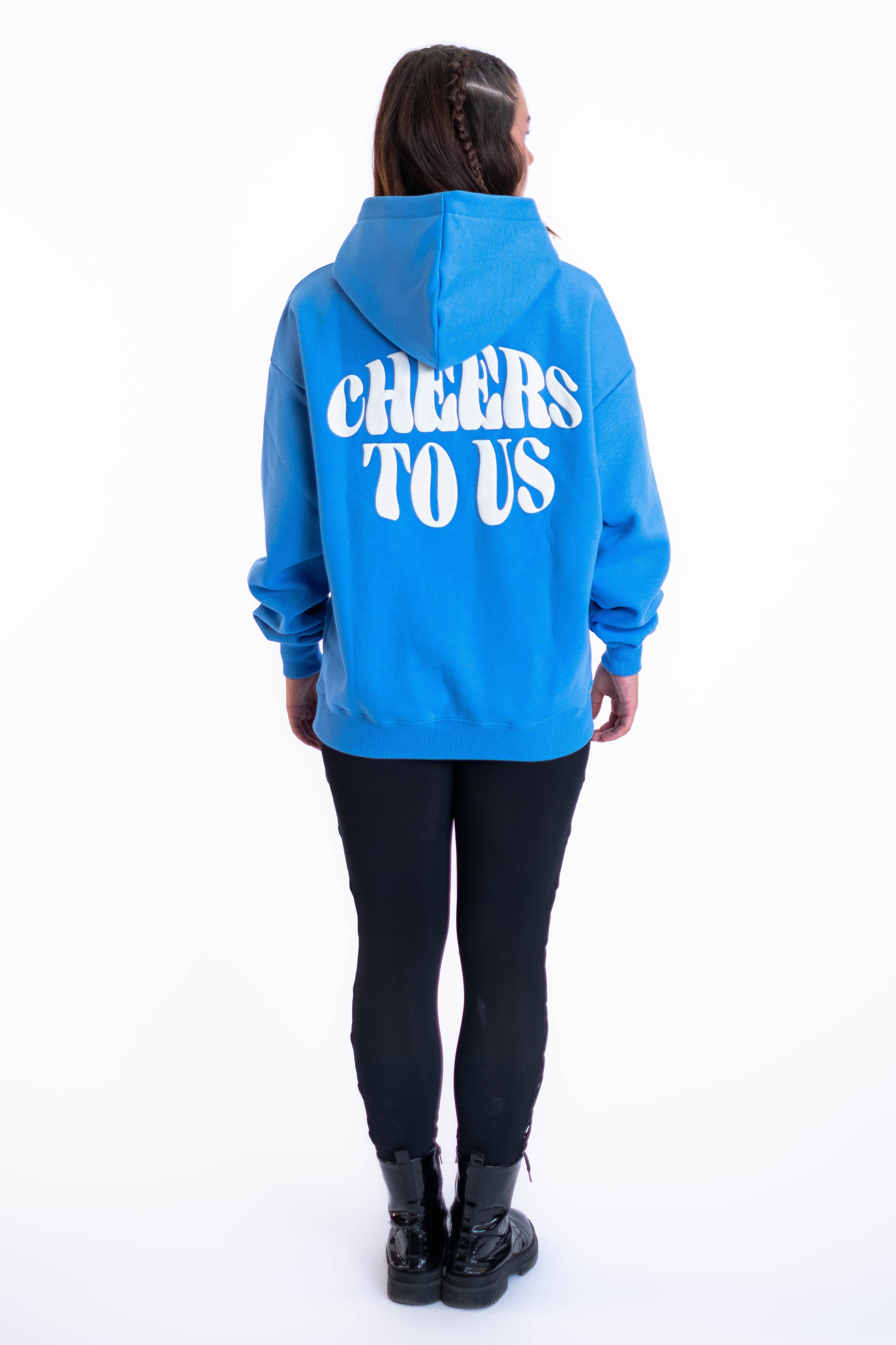 Oversized Hoodie „Cheers to us“ - Blau