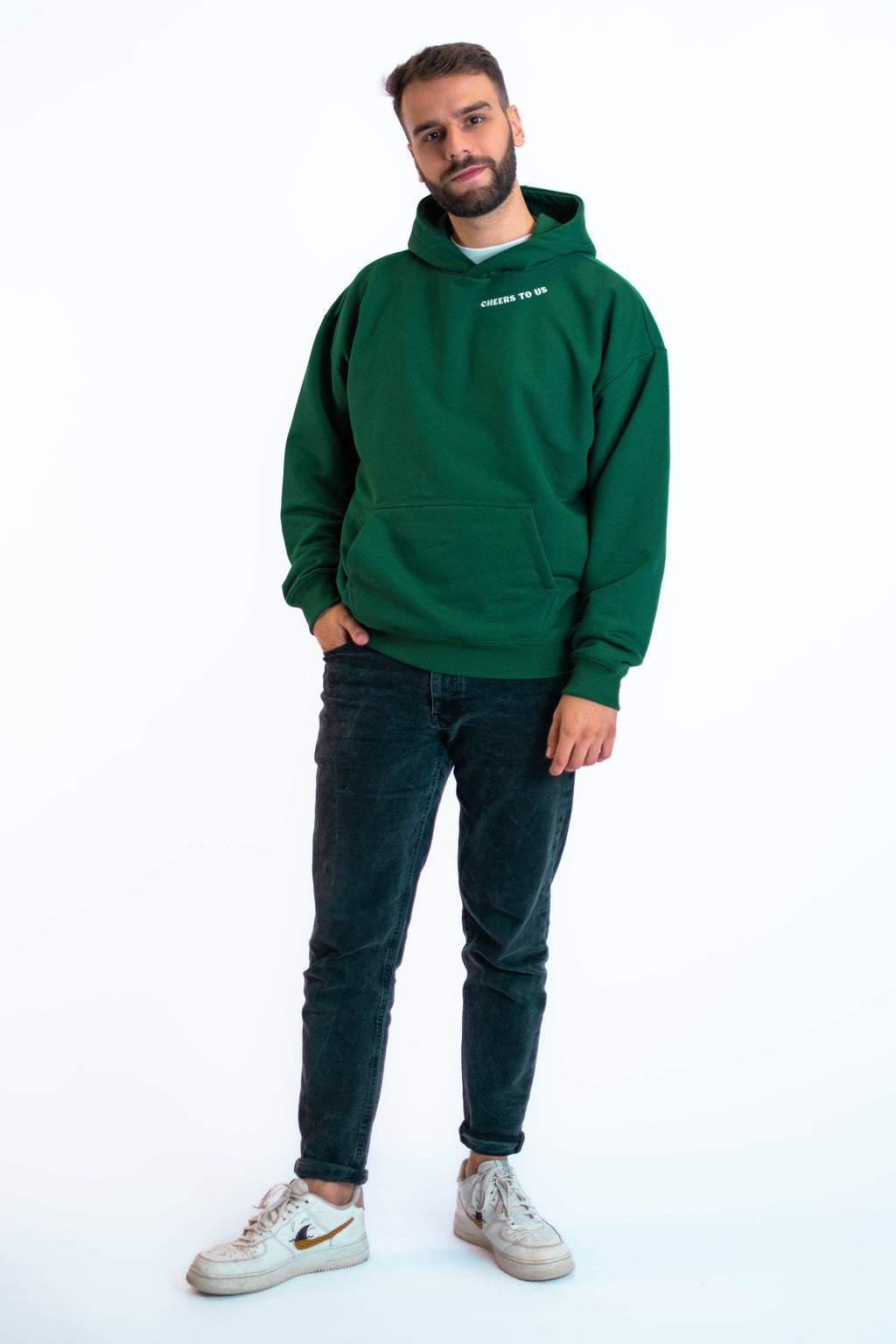 Oversized Hoodie „We made it“ - Dunkelgrün