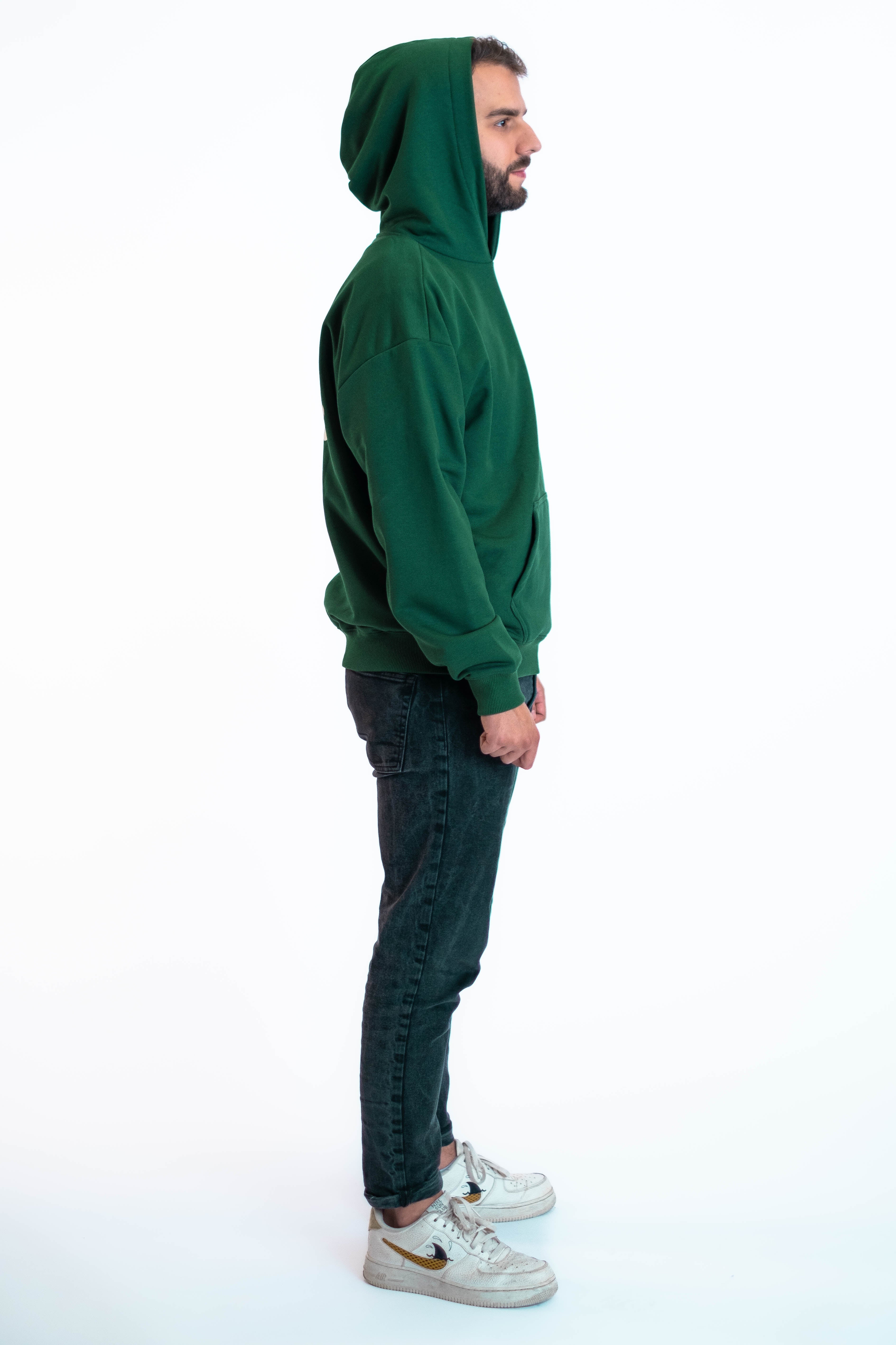 Oversized Hoodie „We made it“ - Dunkelgrün