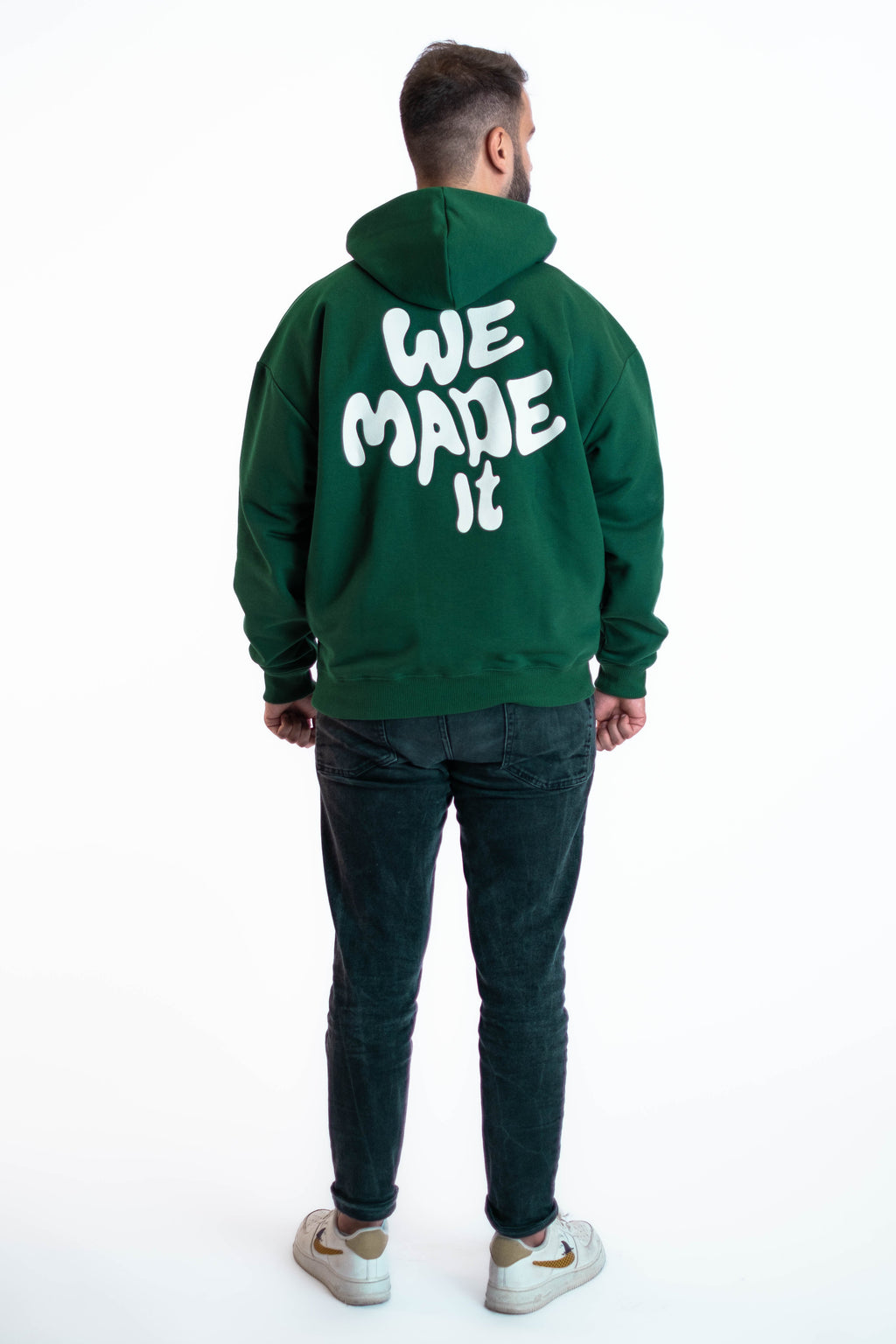 Oversized Hoodie „We made it“ - Dunkelgrün