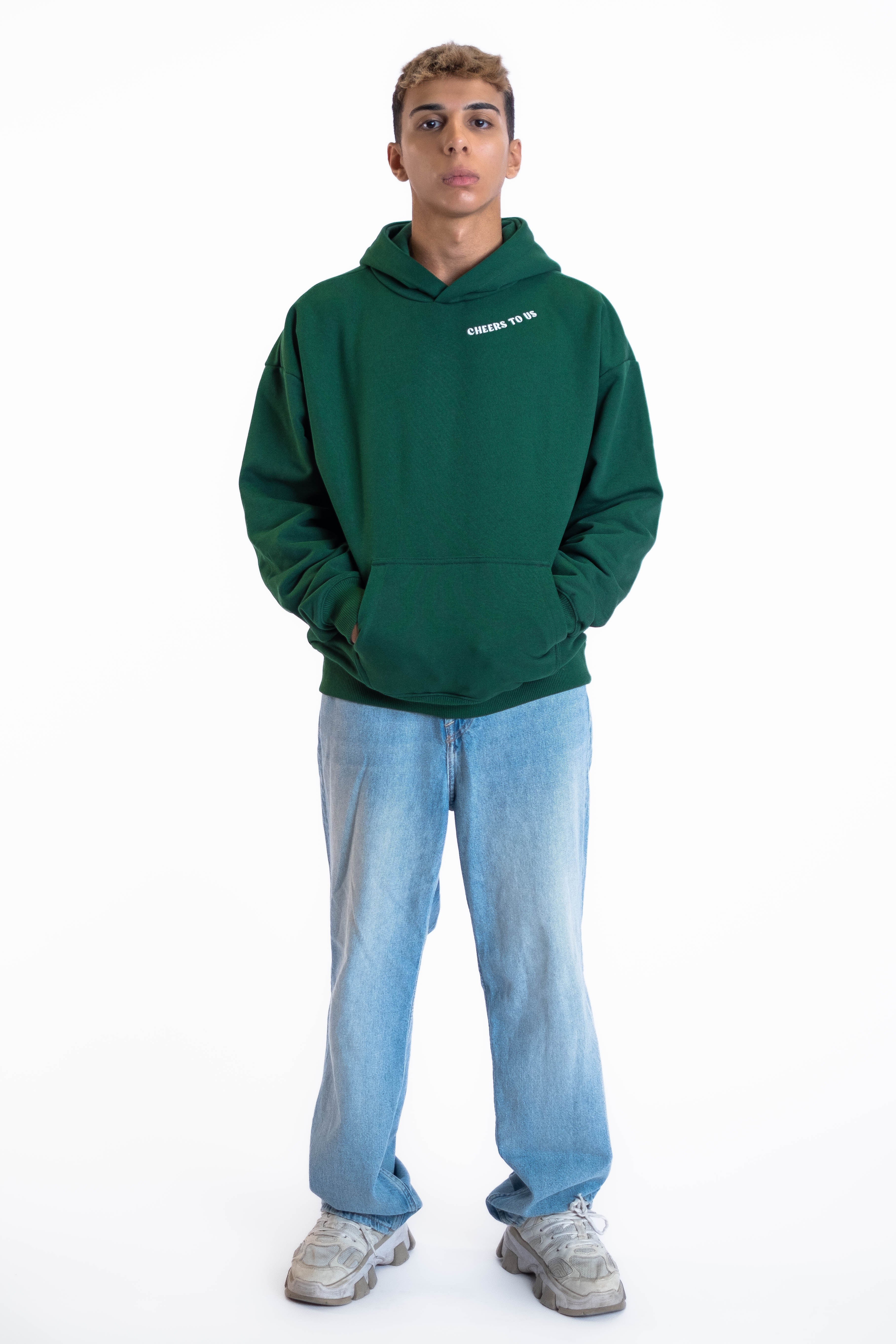 Oversized Hoodie „We made it“ - Dunkelgrün