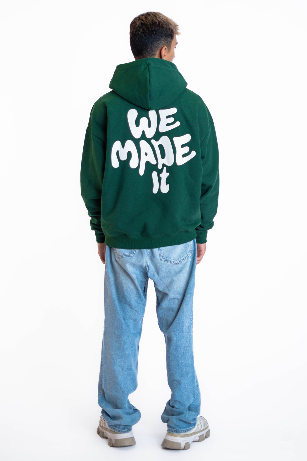 Oversized Hoodie „We made it“ - Dunkelgrün