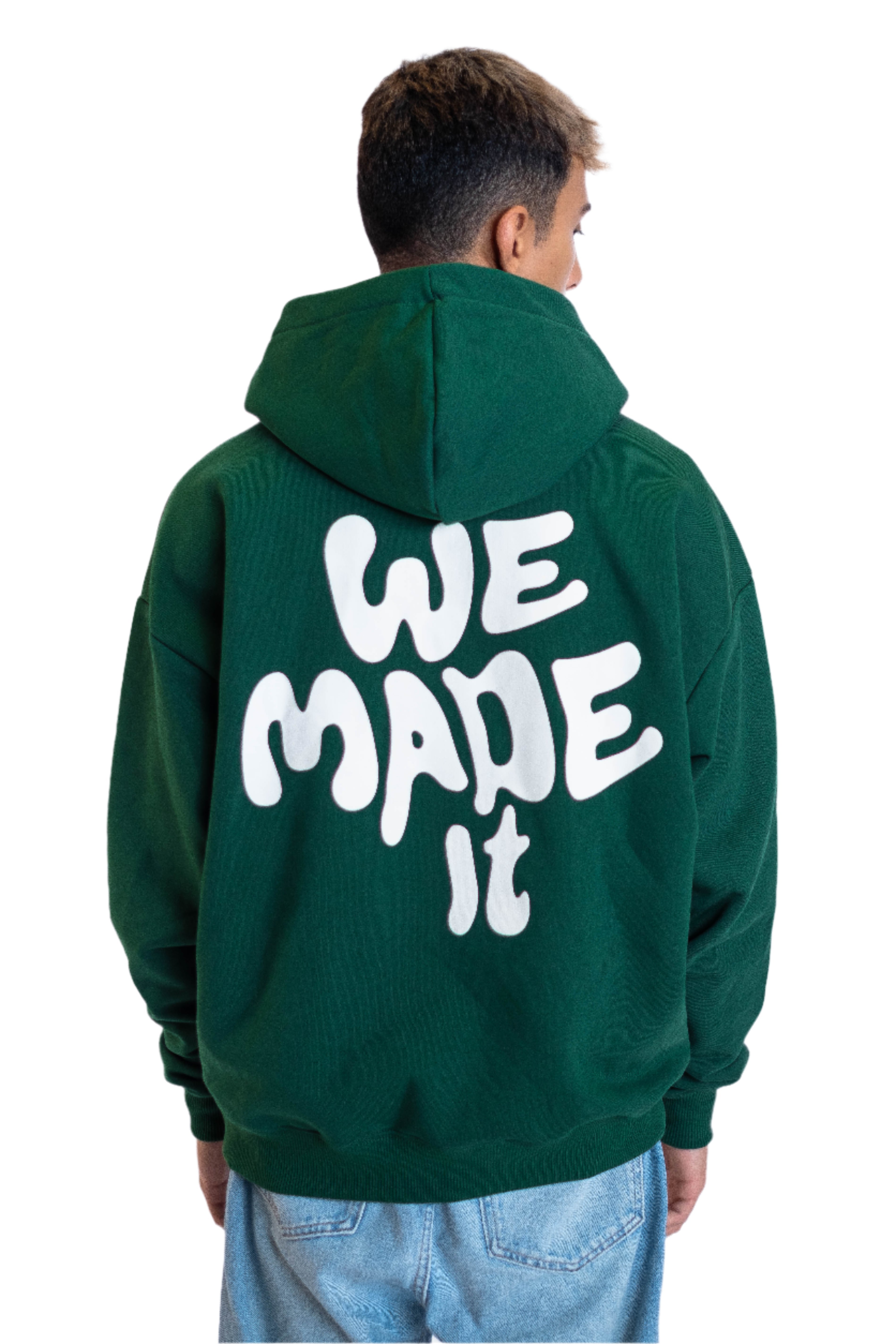 Oversized Hoodie „We made it“ - Dunkelgrün