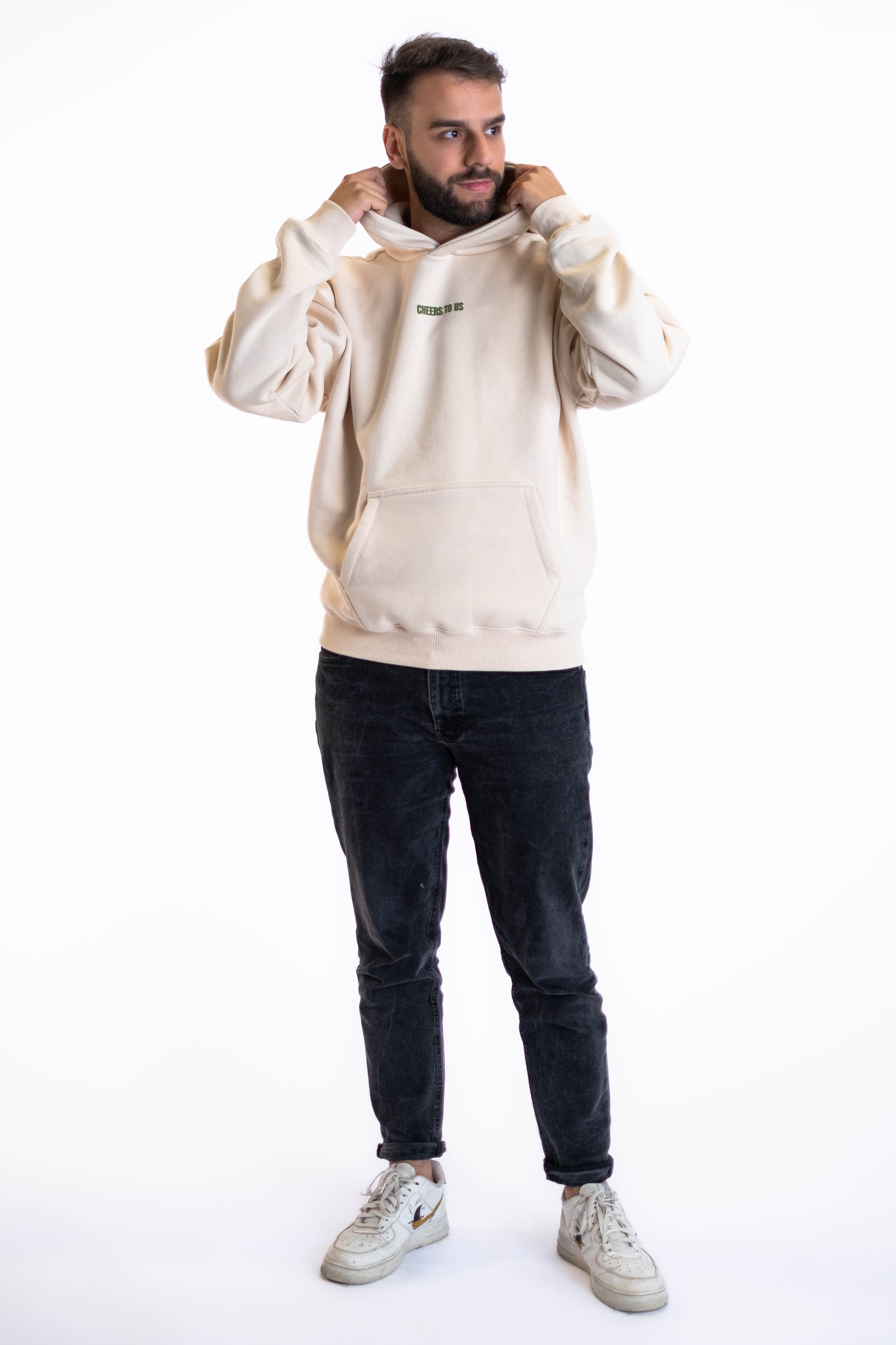 Oversized Hoodie „Finally Free“ - Beige