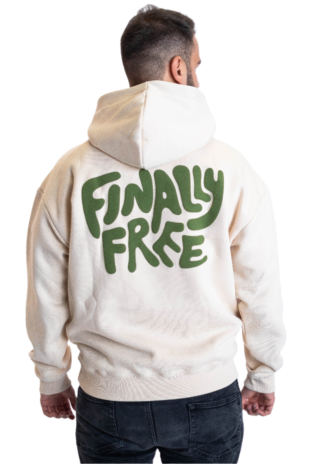 Oversized Hoodie „Finally Free“ - Beige
