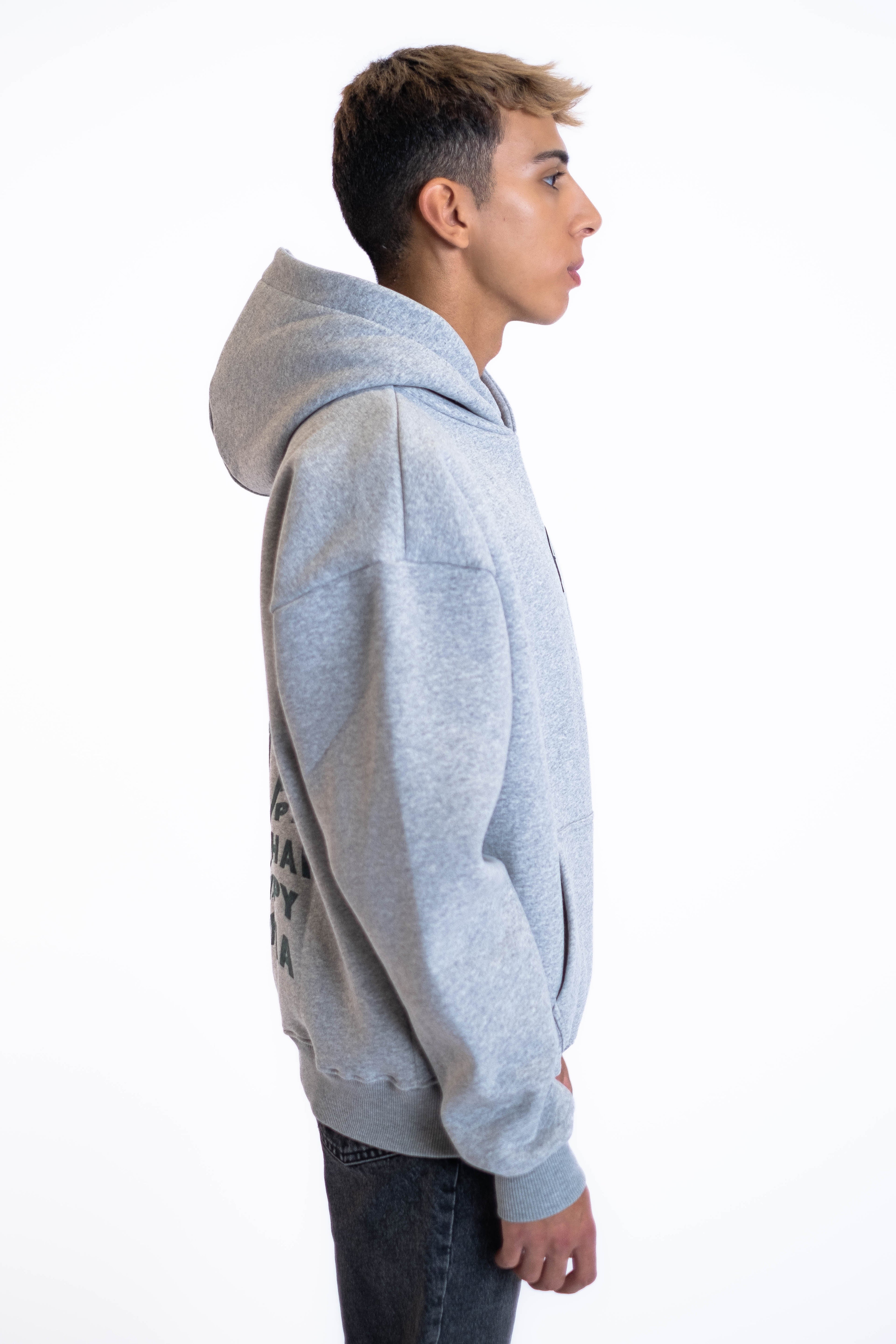 Oversized Hoodie „Smile“ - Hellgrau