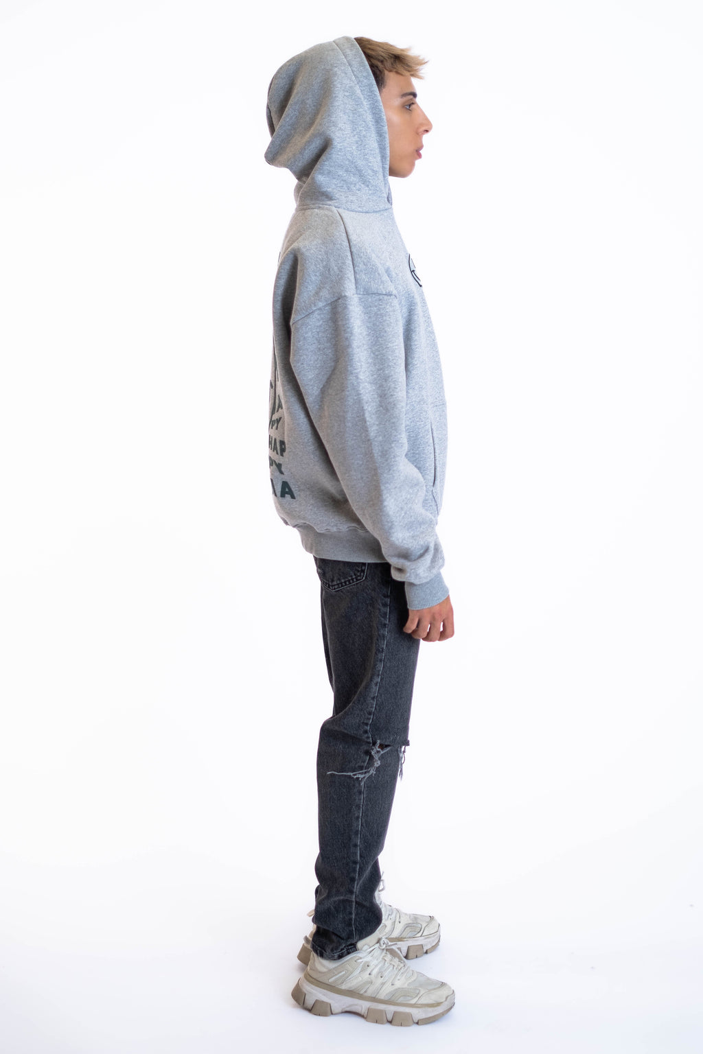 Oversized Hoodie „Smile“ - Hellgrau
