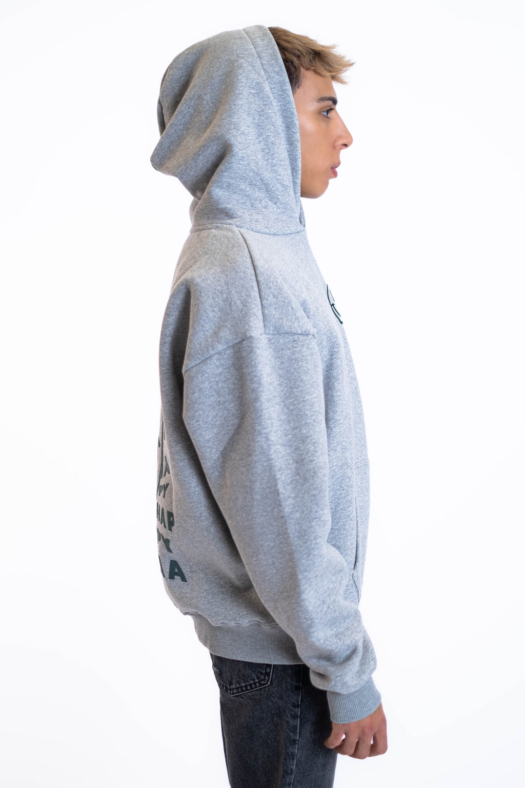 Oversized Hoodie „Smile“ - Hellgrau