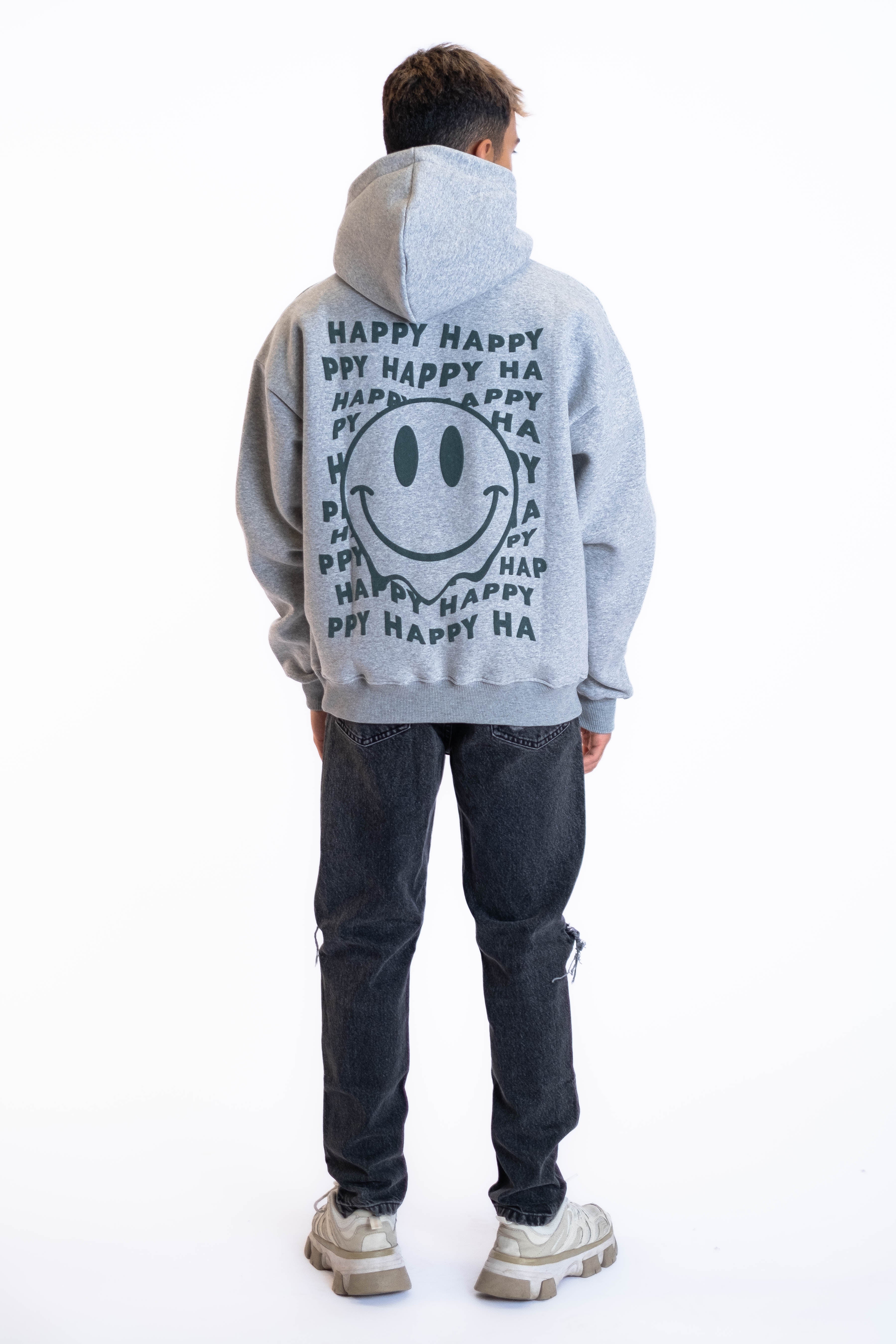 Oversized Hoodie „Smile“ - Hellgrau