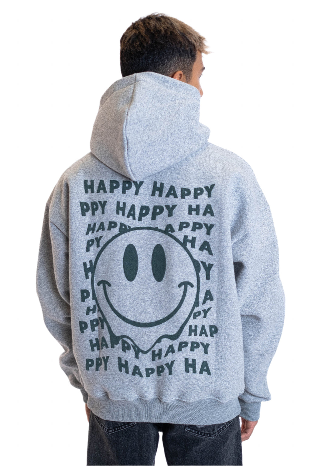 Oversized Hoodie „Smile“ - Hellgrau