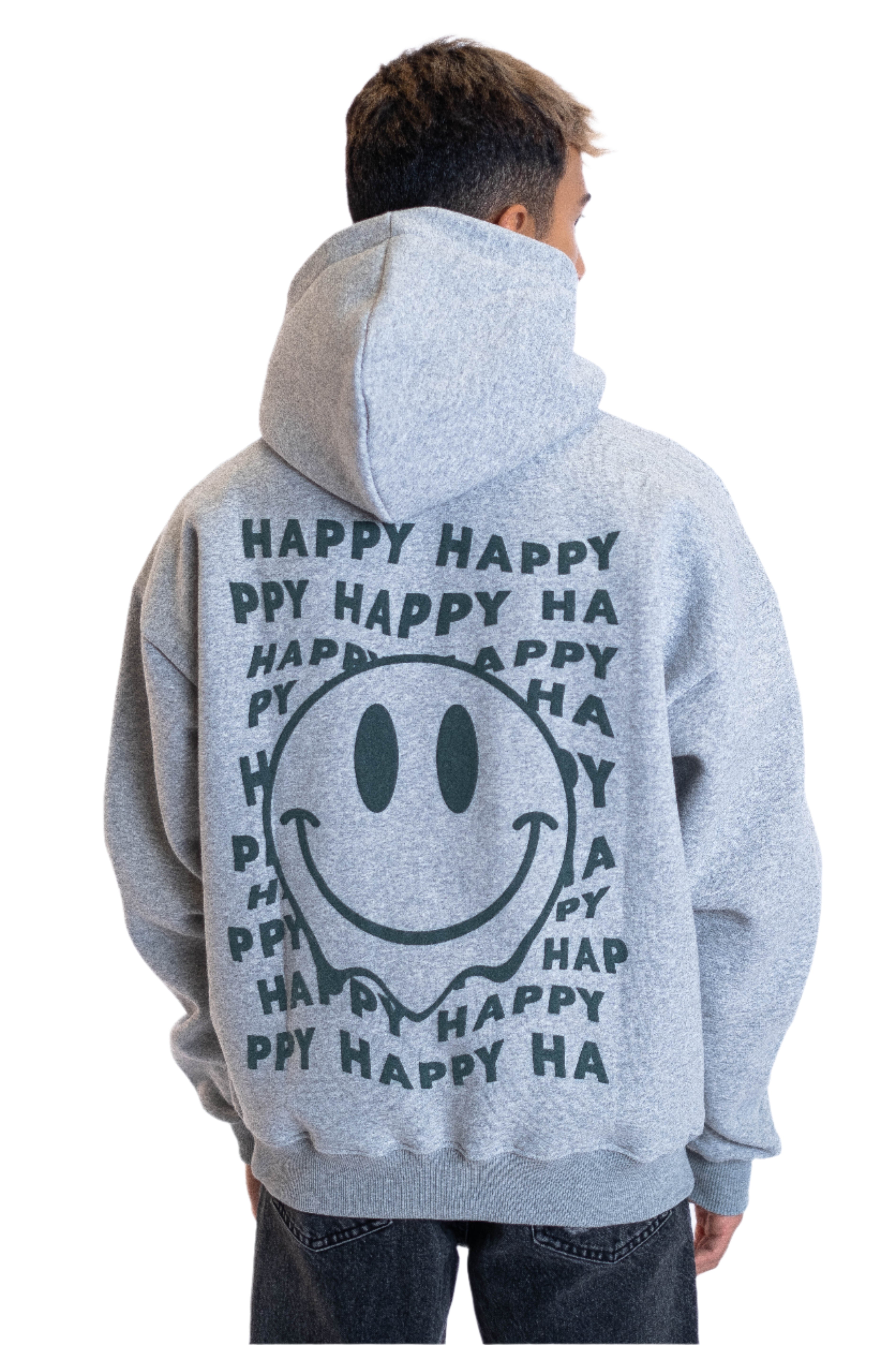 Oversized Hoodie „Smile“ - Hellgrau