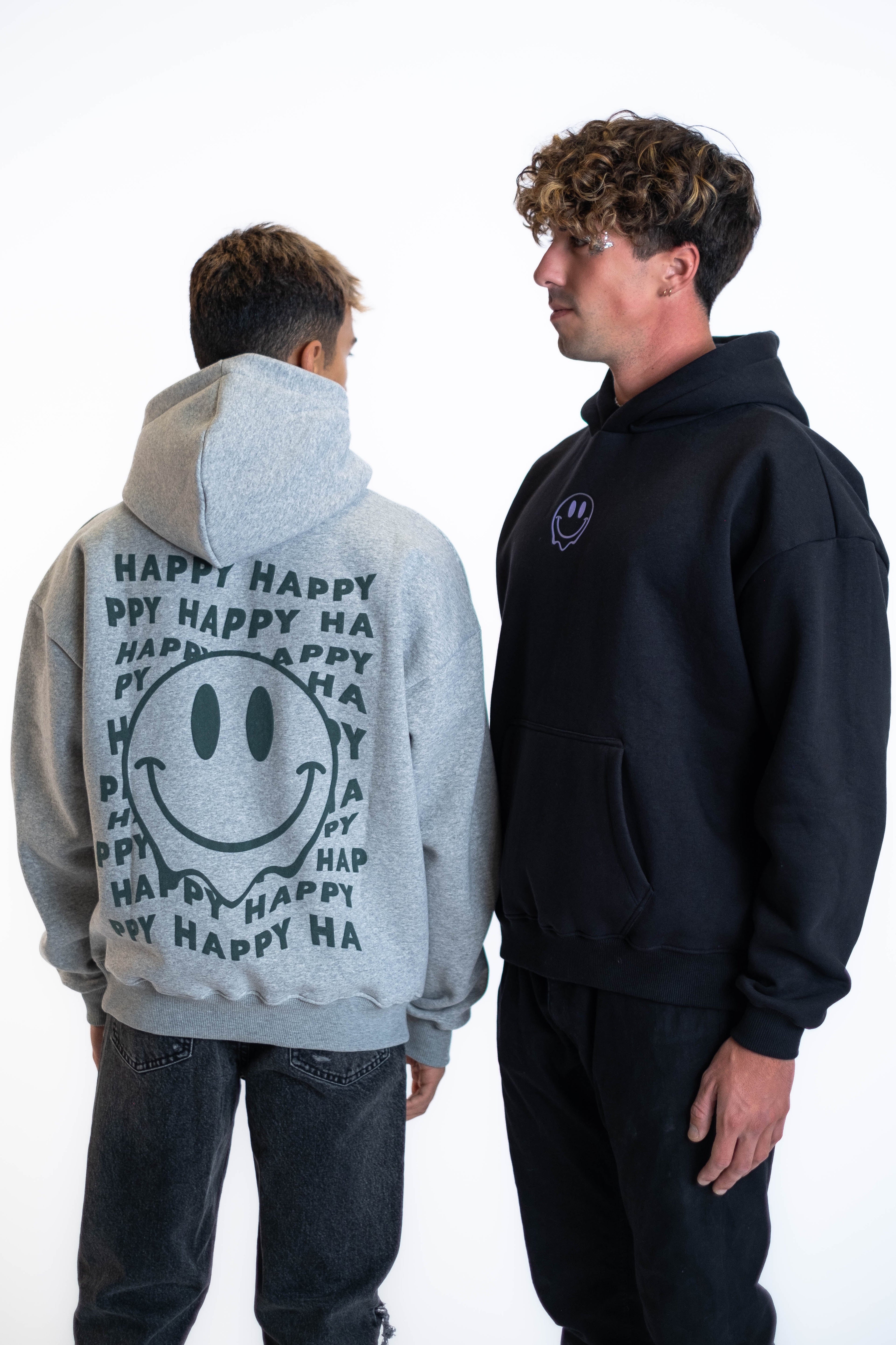 Oversized Hoodie „Smile“ - Hellgrau