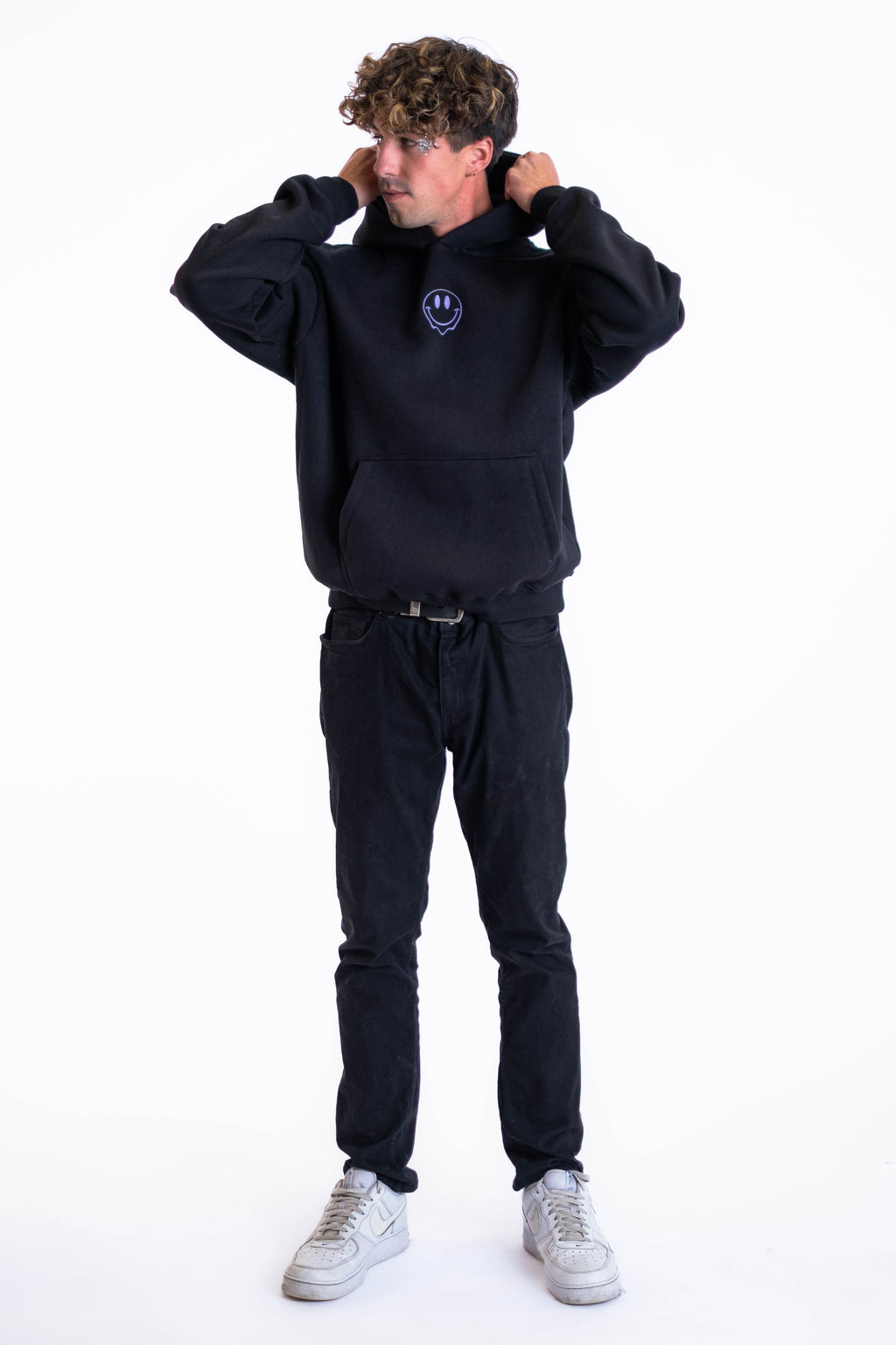 Oversized Hoodie „Smile“ - Schwarz