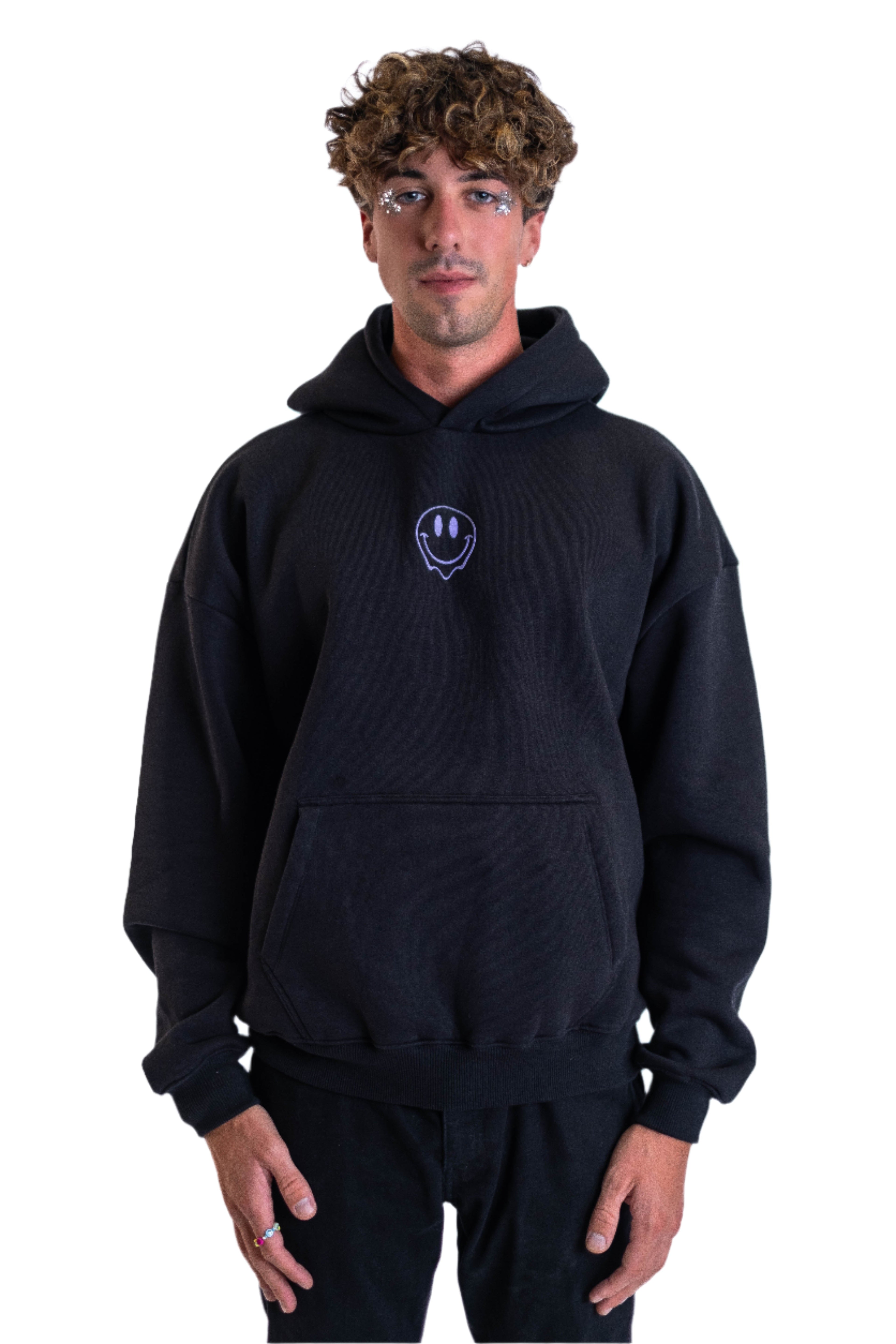 Oversized Hoodie „Smile“ - Schwarz