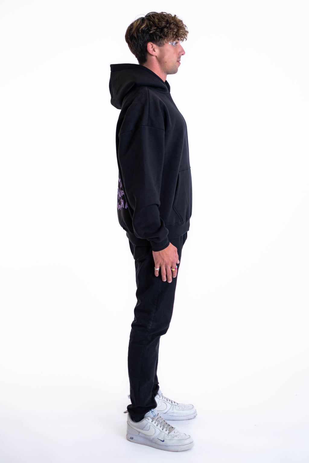 Oversized Hoodie „Smile“ - Schwarz