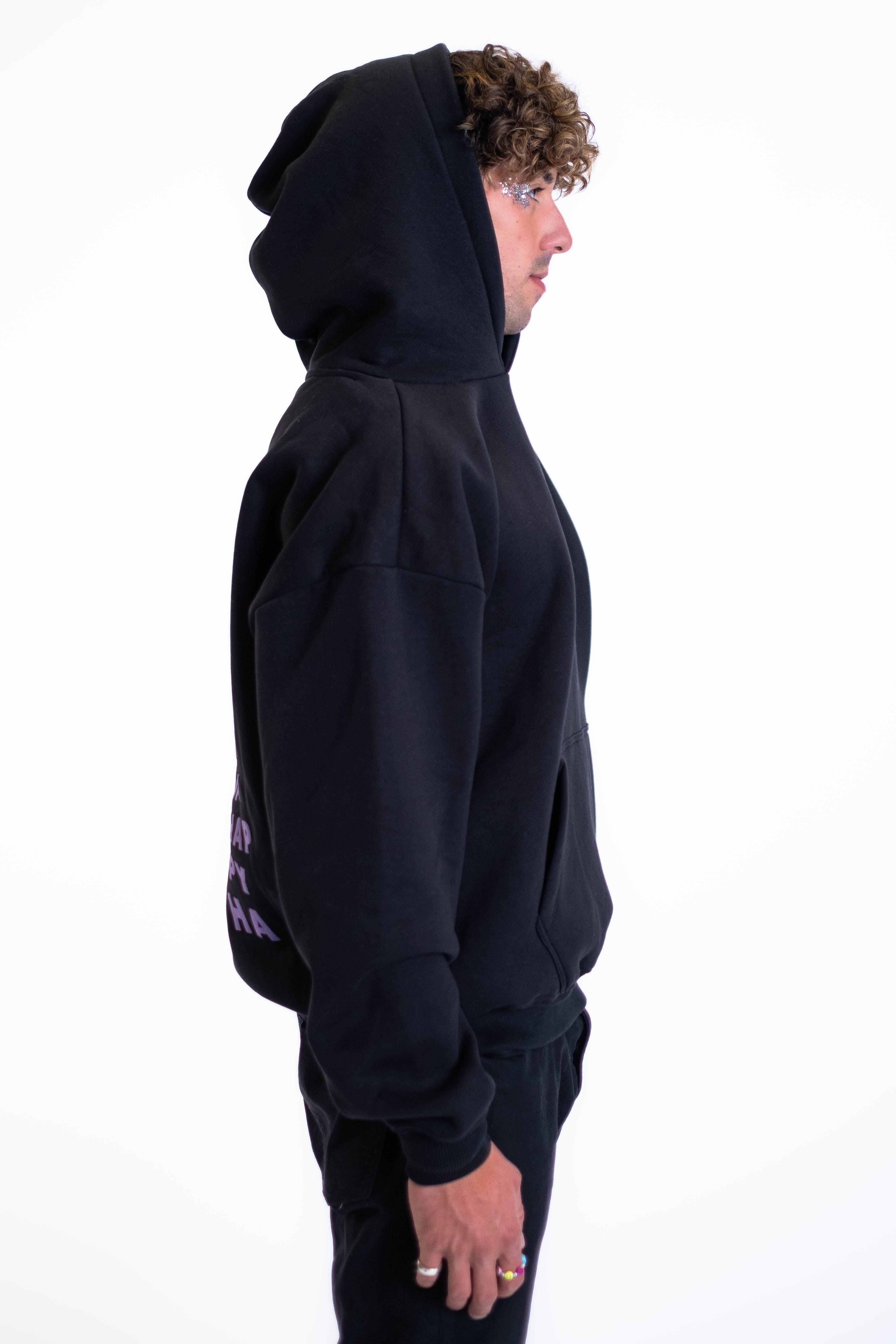 Oversized Hoodie „Smile“ - Schwarz