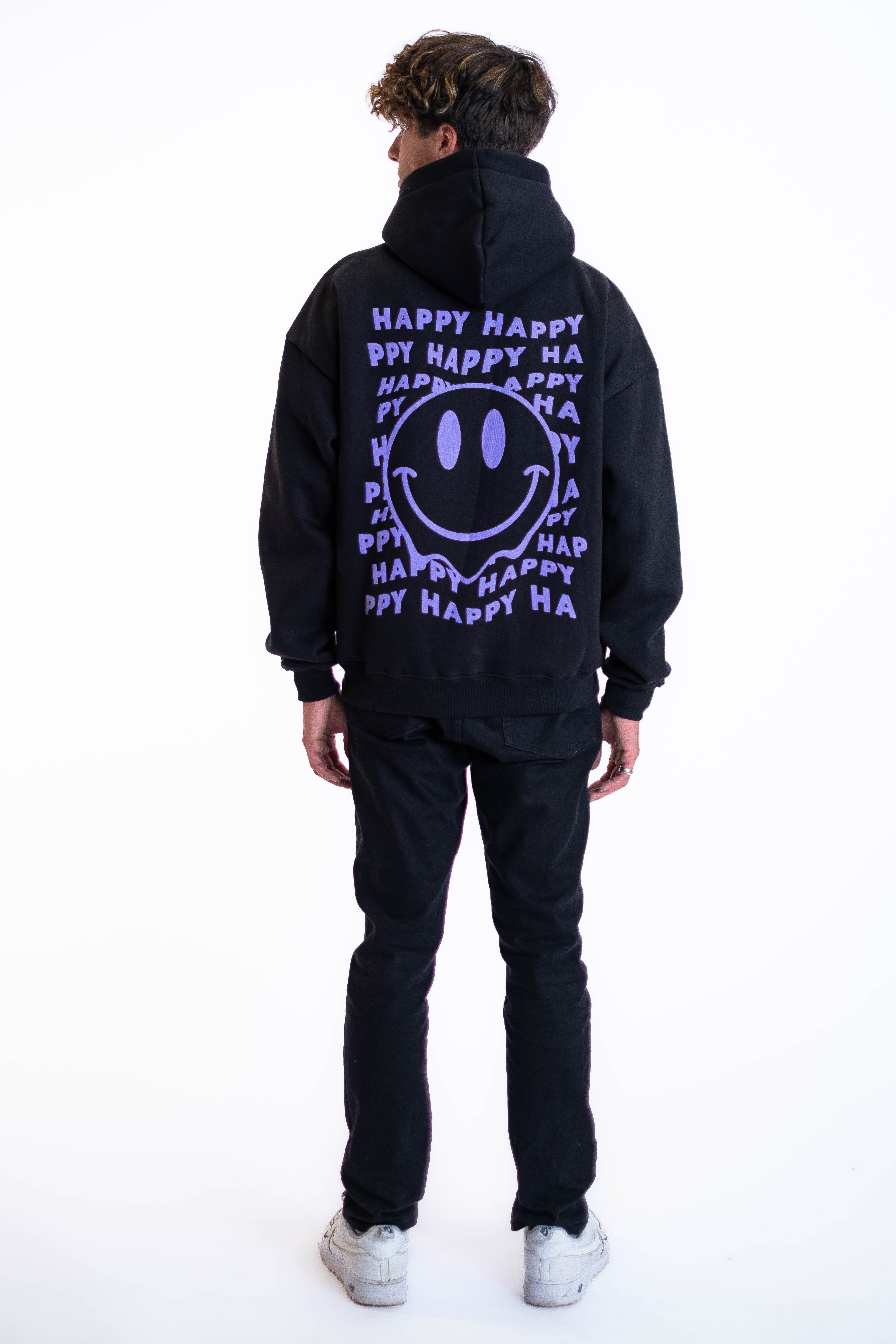 Oversized Hoodie „Smile“ - Schwarz