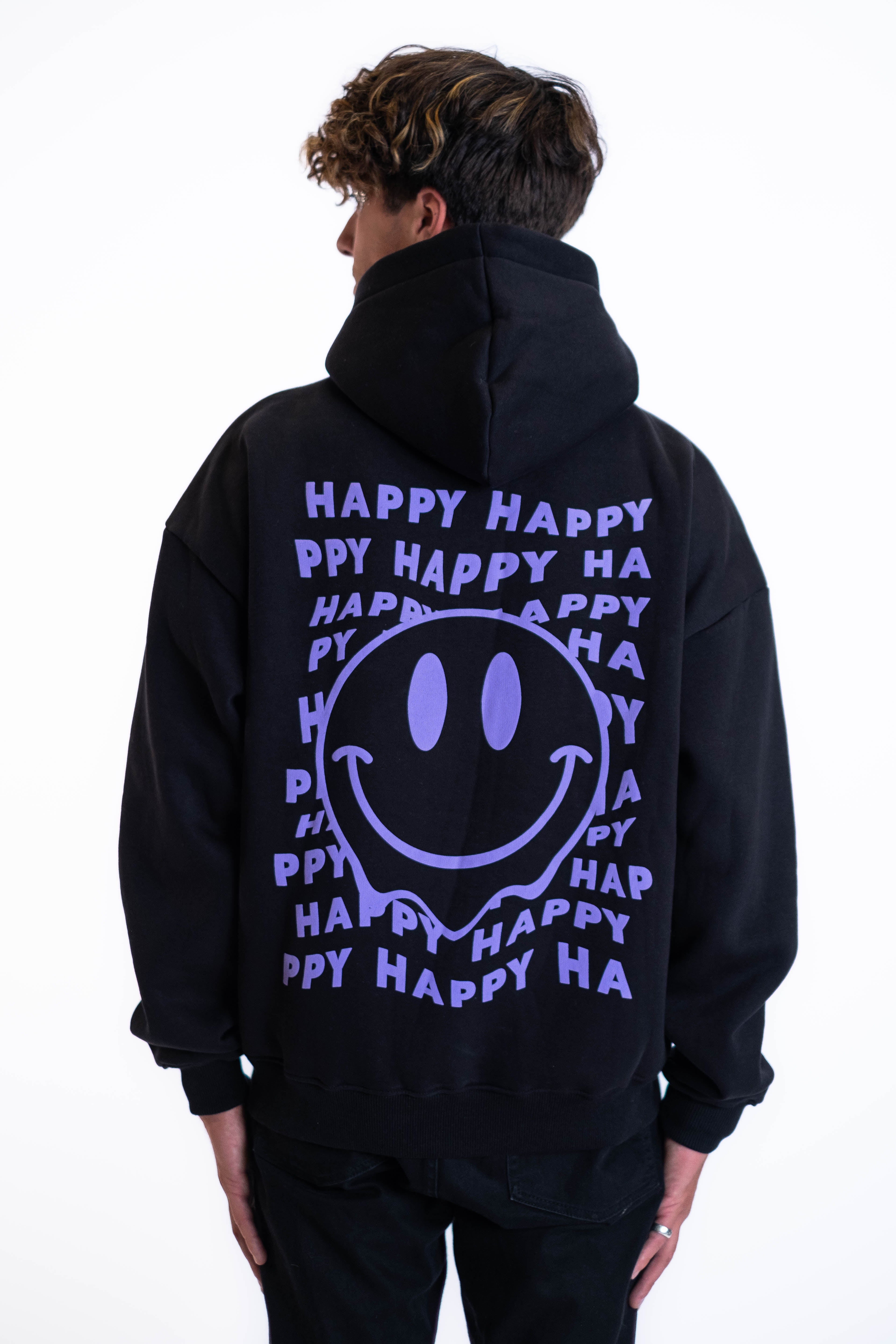 Oversized Hoodie „Smile“ - Schwarz