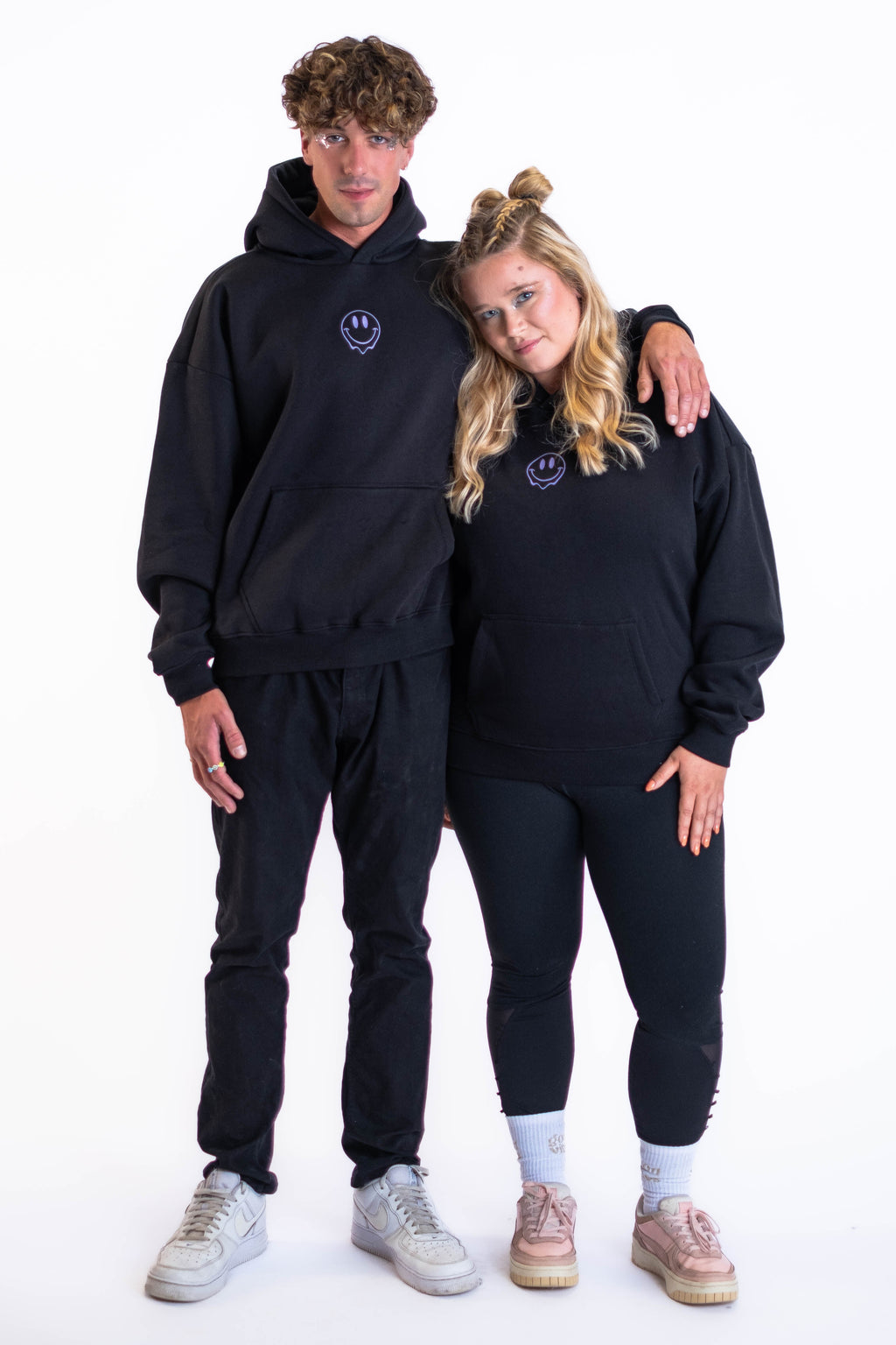 Oversized Hoodie „Smile“ - Schwarz