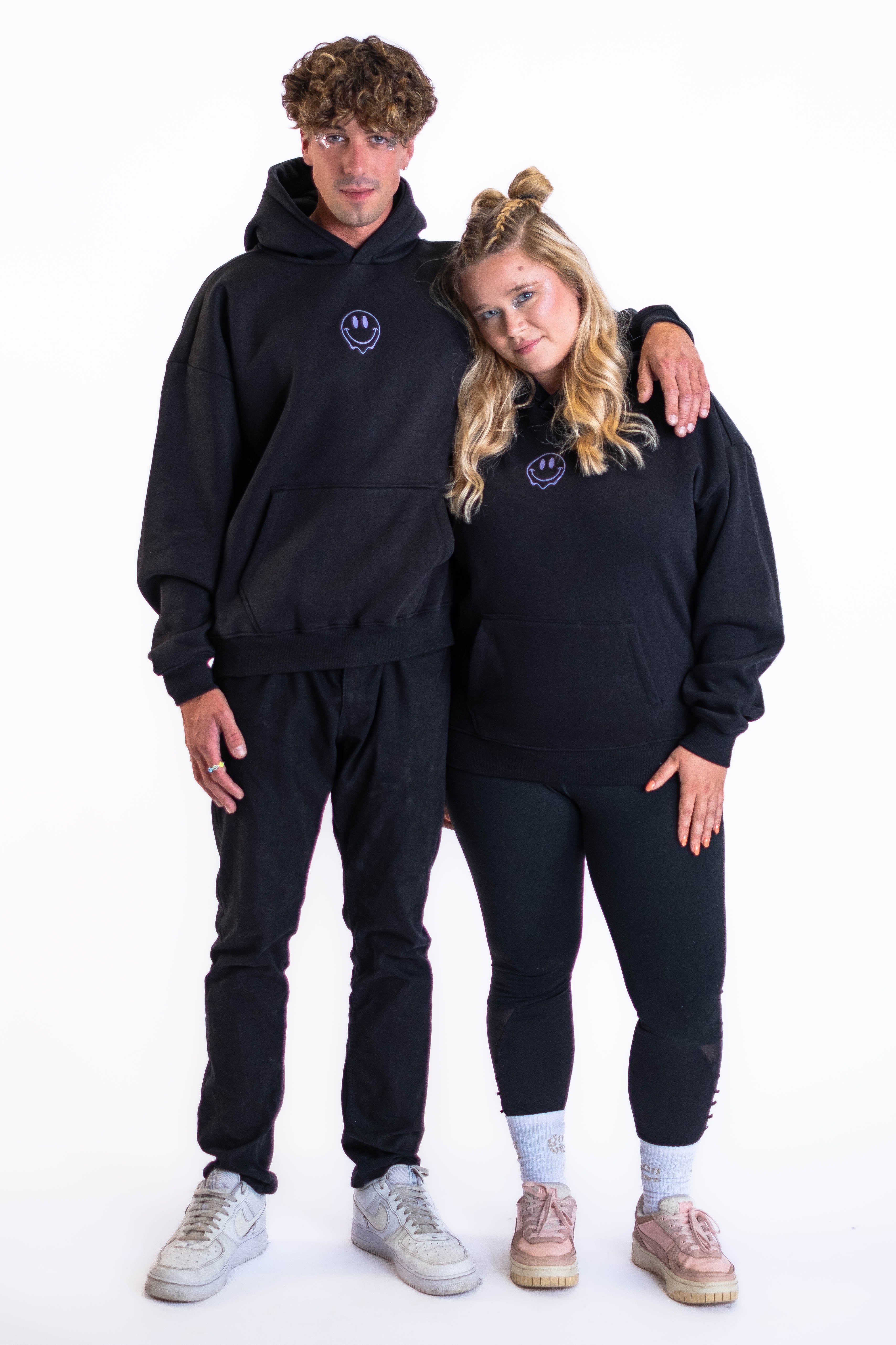 Oversized Hoodie „Smile“ - Schwarz