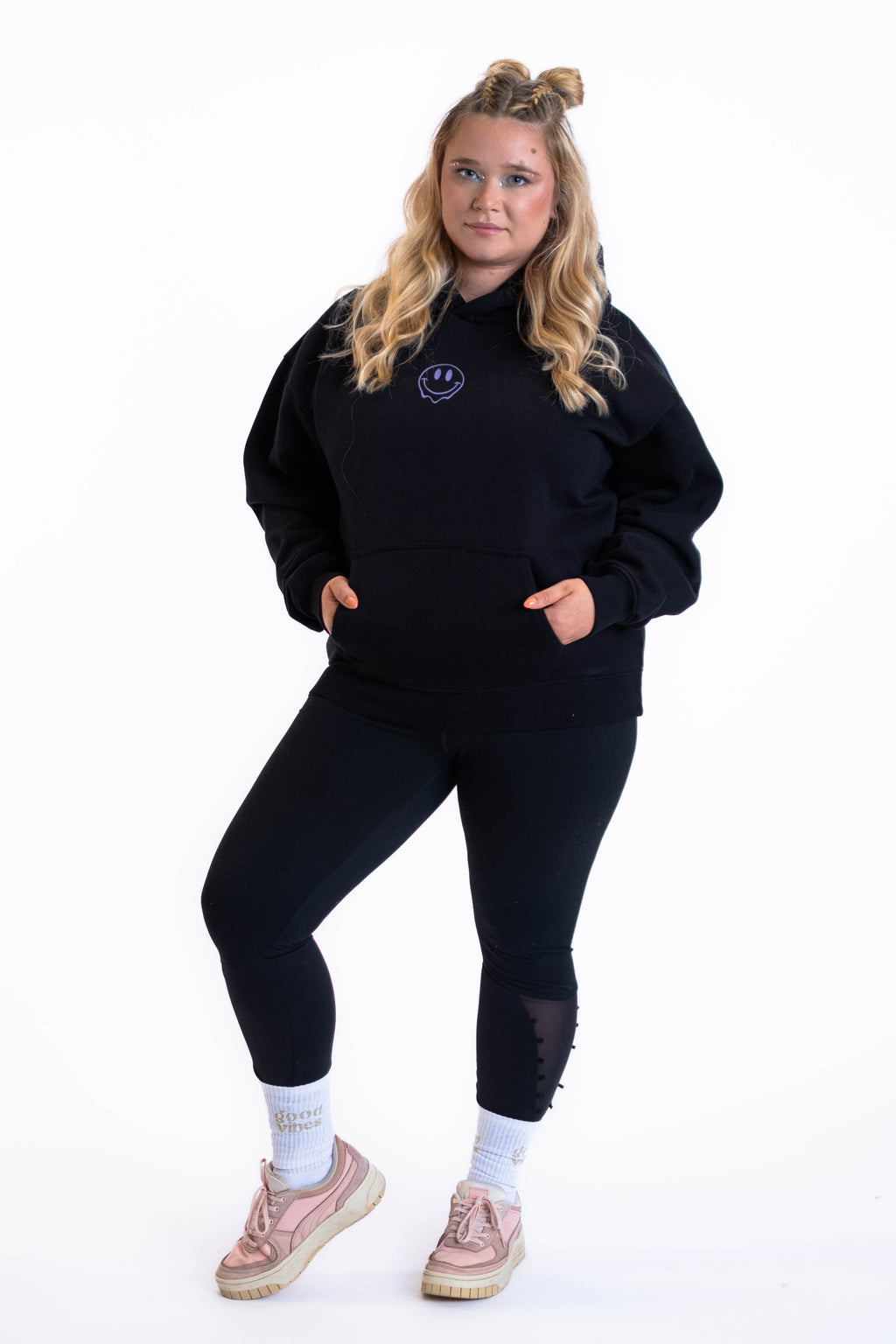 Oversized Hoodie „Smile“ - Schwarz