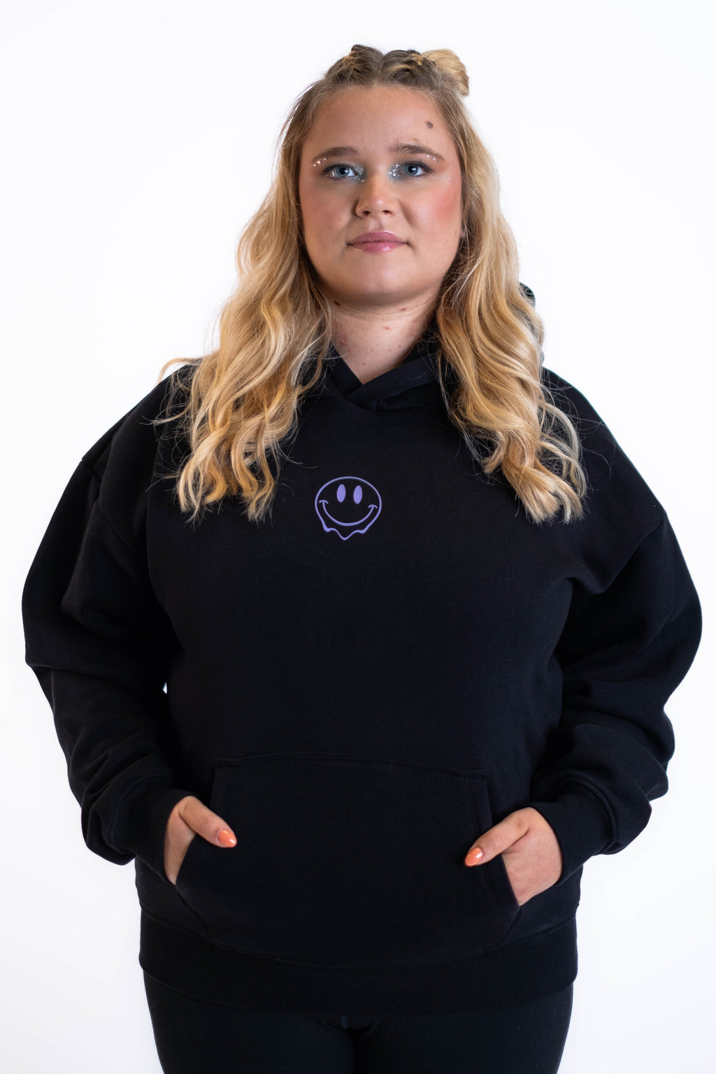 Oversized Hoodie „Smile“ - Schwarz