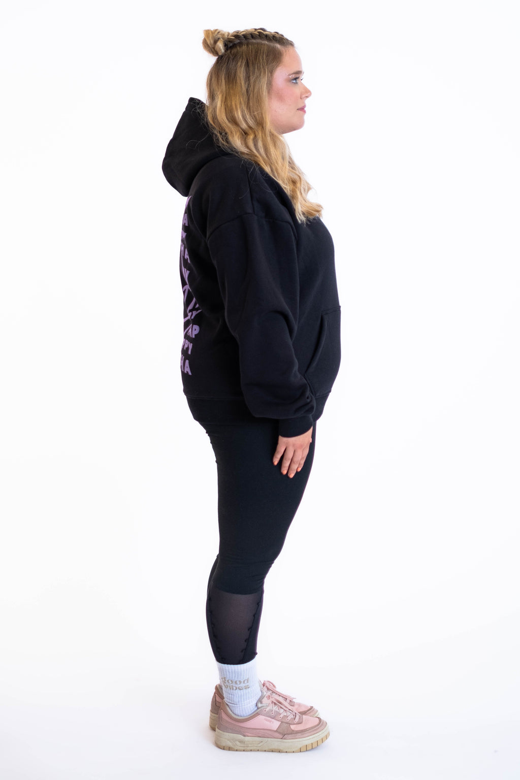 Oversized Hoodie „Smile“ - Schwarz