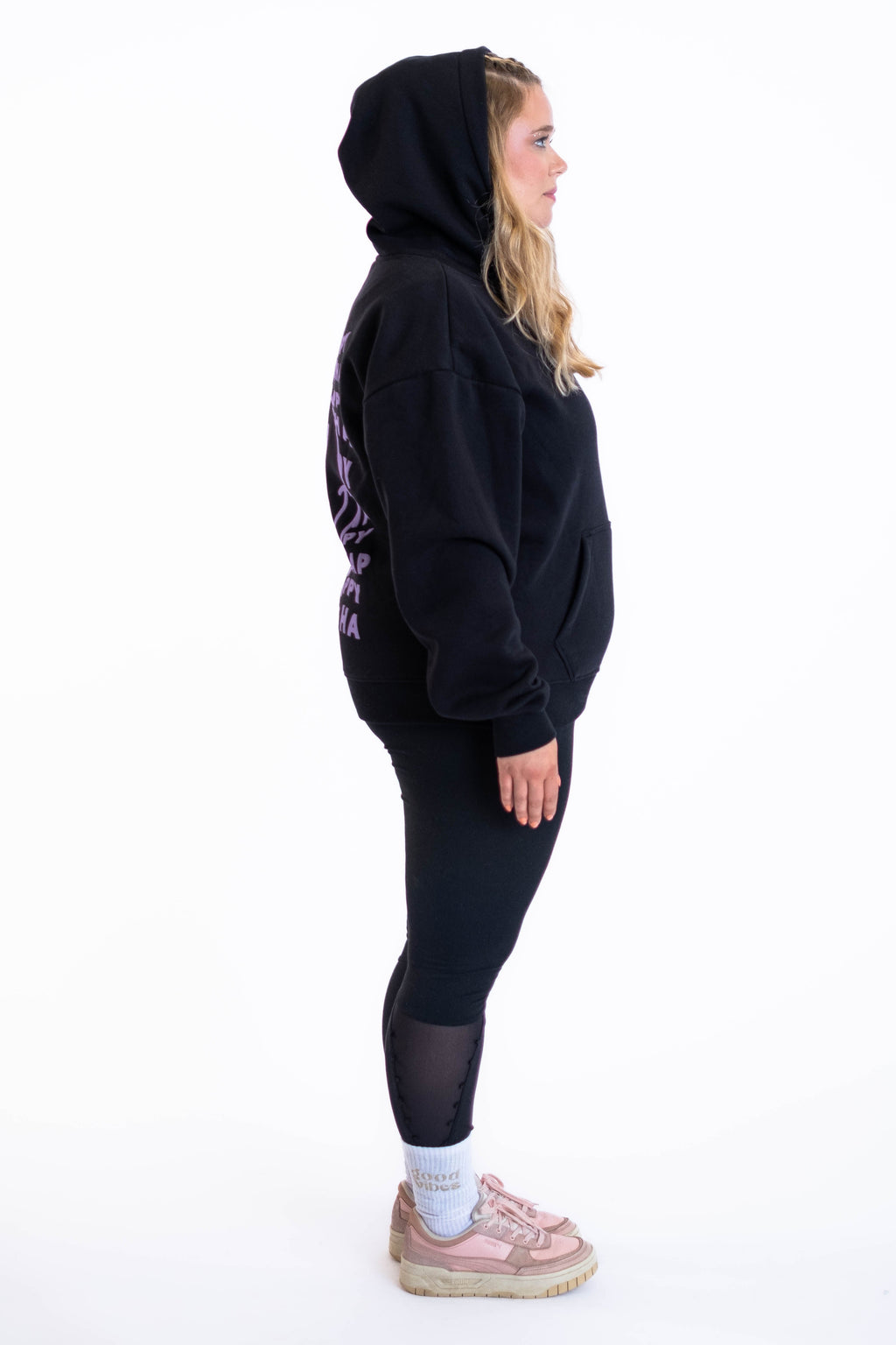 Oversized Hoodie „Smile“ - Schwarz