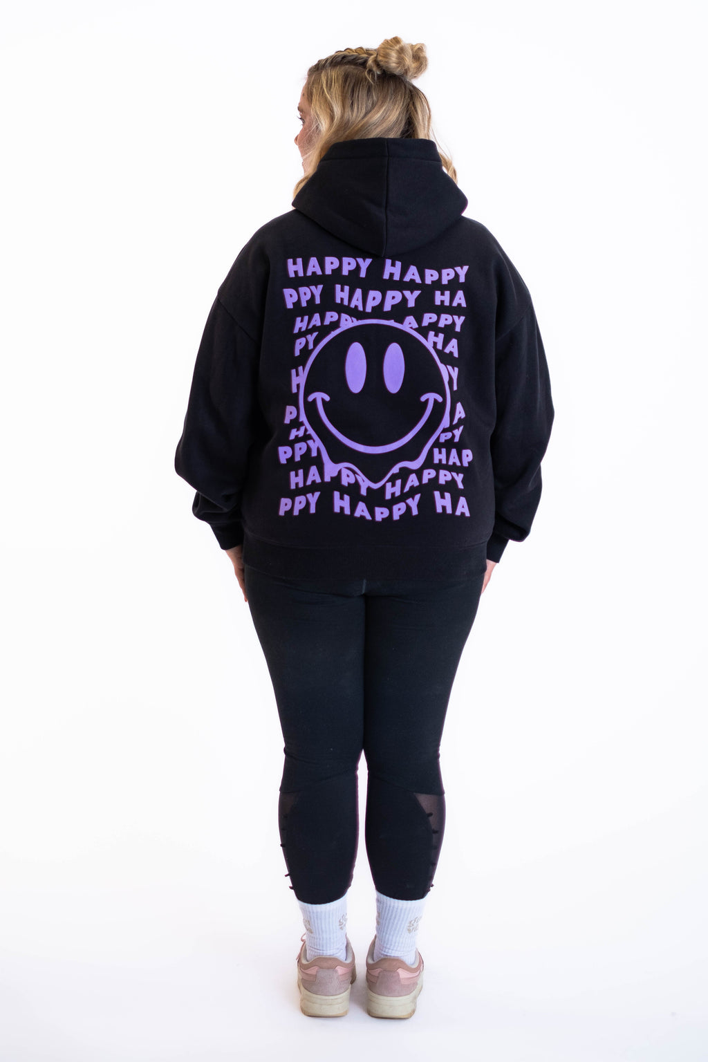 Oversized Hoodie „Smile“ - Schwarz