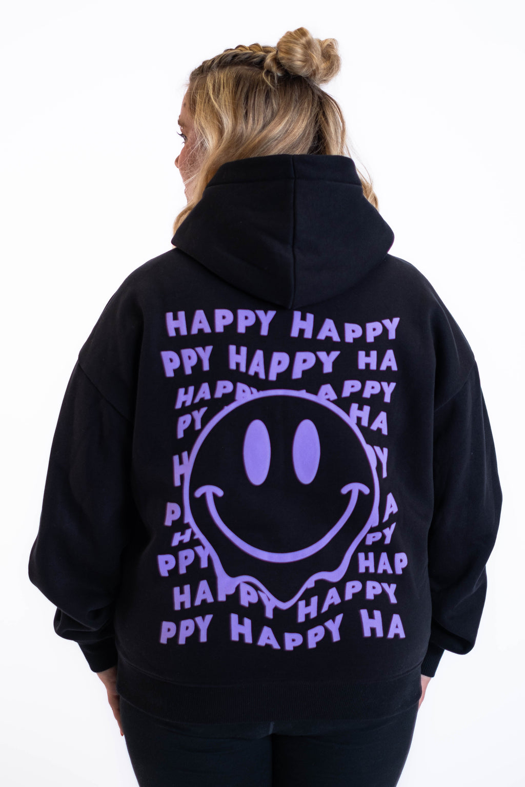 Oversized Hoodie „Smile“ - Schwarz