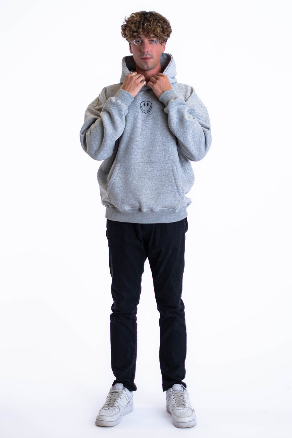 Oversized Hoodie „Smile“ - Hellgrau