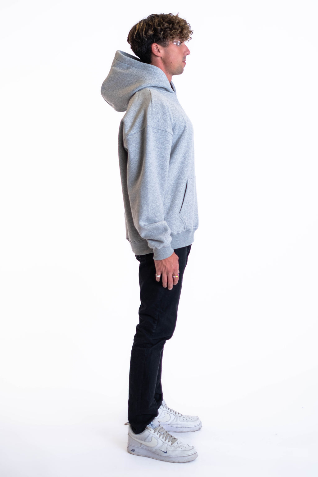 Oversized Hoodie „Smile“ - Hellgrau