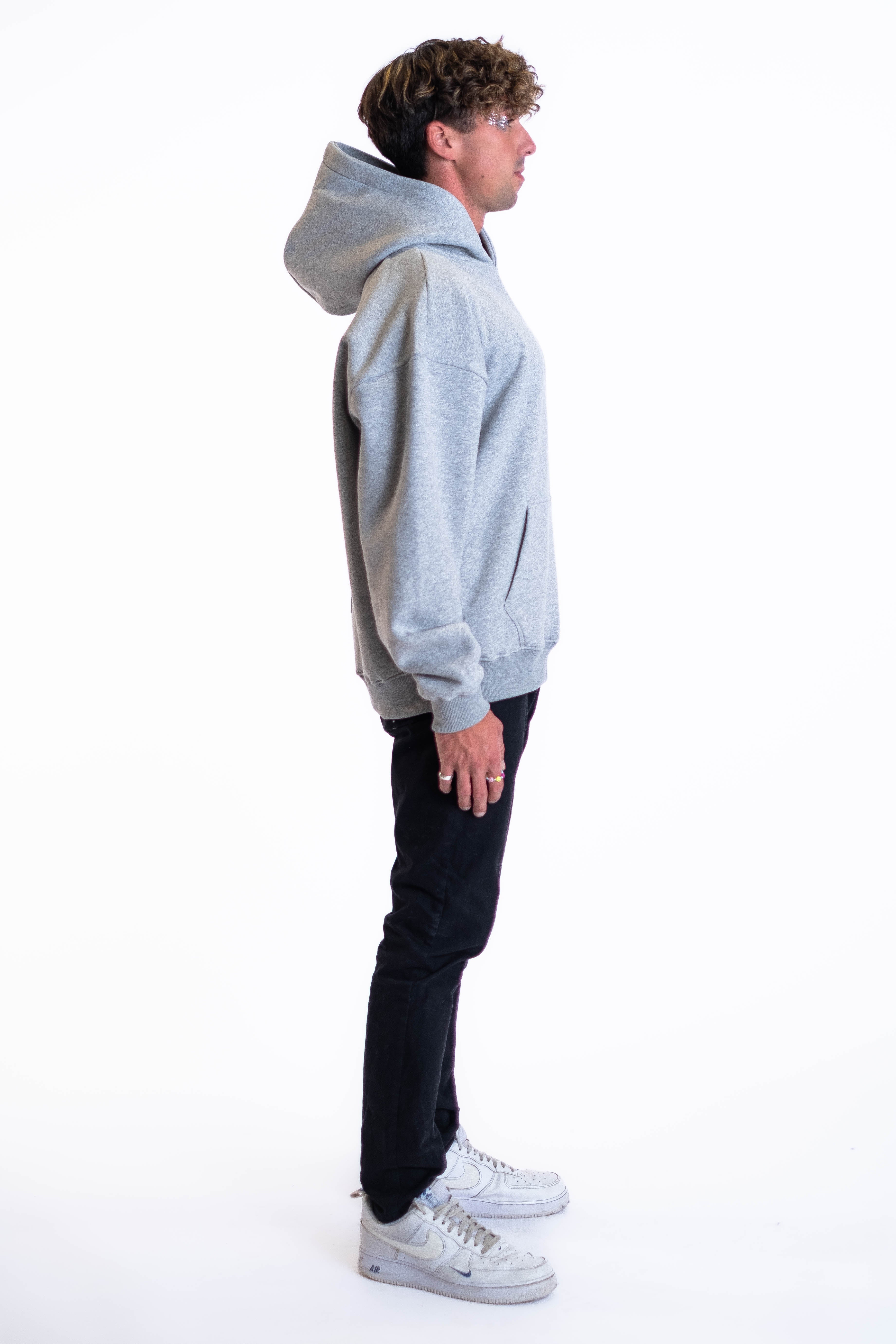 Oversized Hoodie „Smile“ - Hellgrau