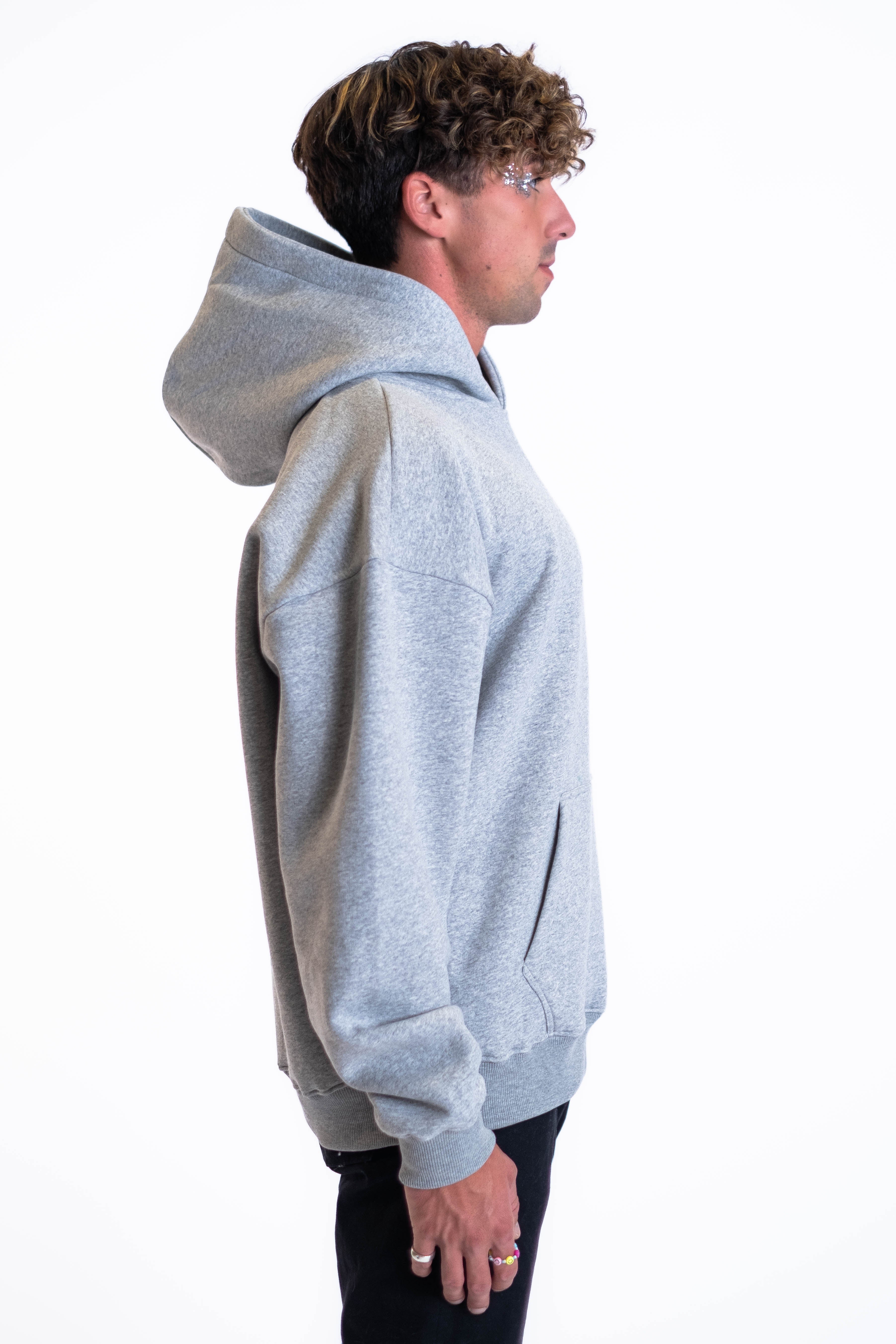 Oversized Hoodie „Smile“ - Hellgrau