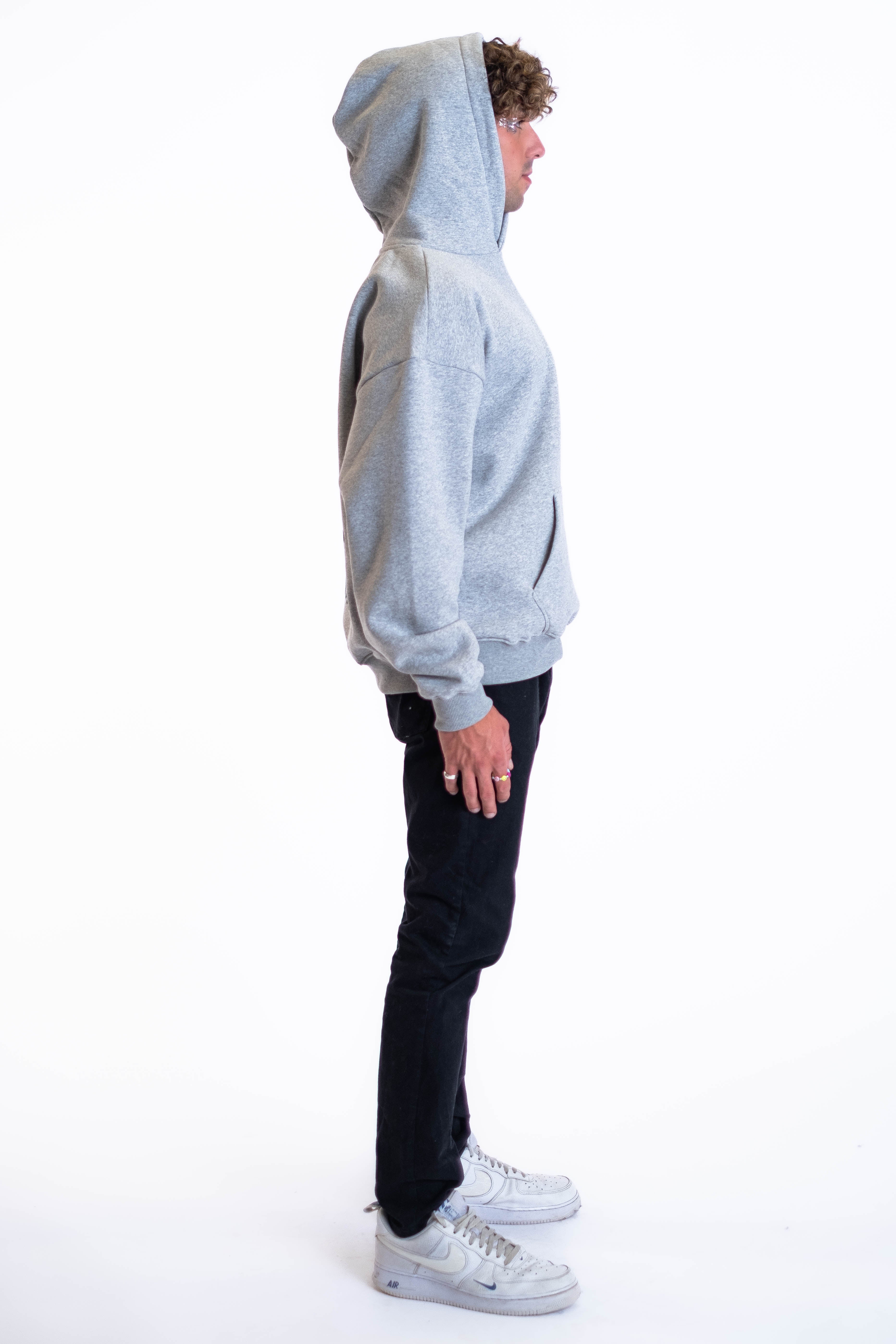 Oversized Hoodie „Smile“ - Hellgrau