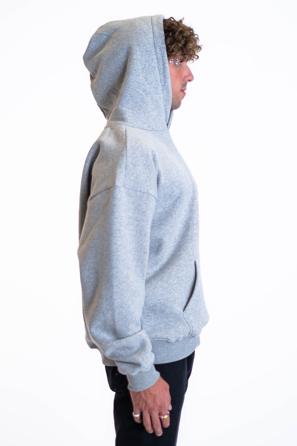 Oversized Hoodie „Smile“ - Hellgrau