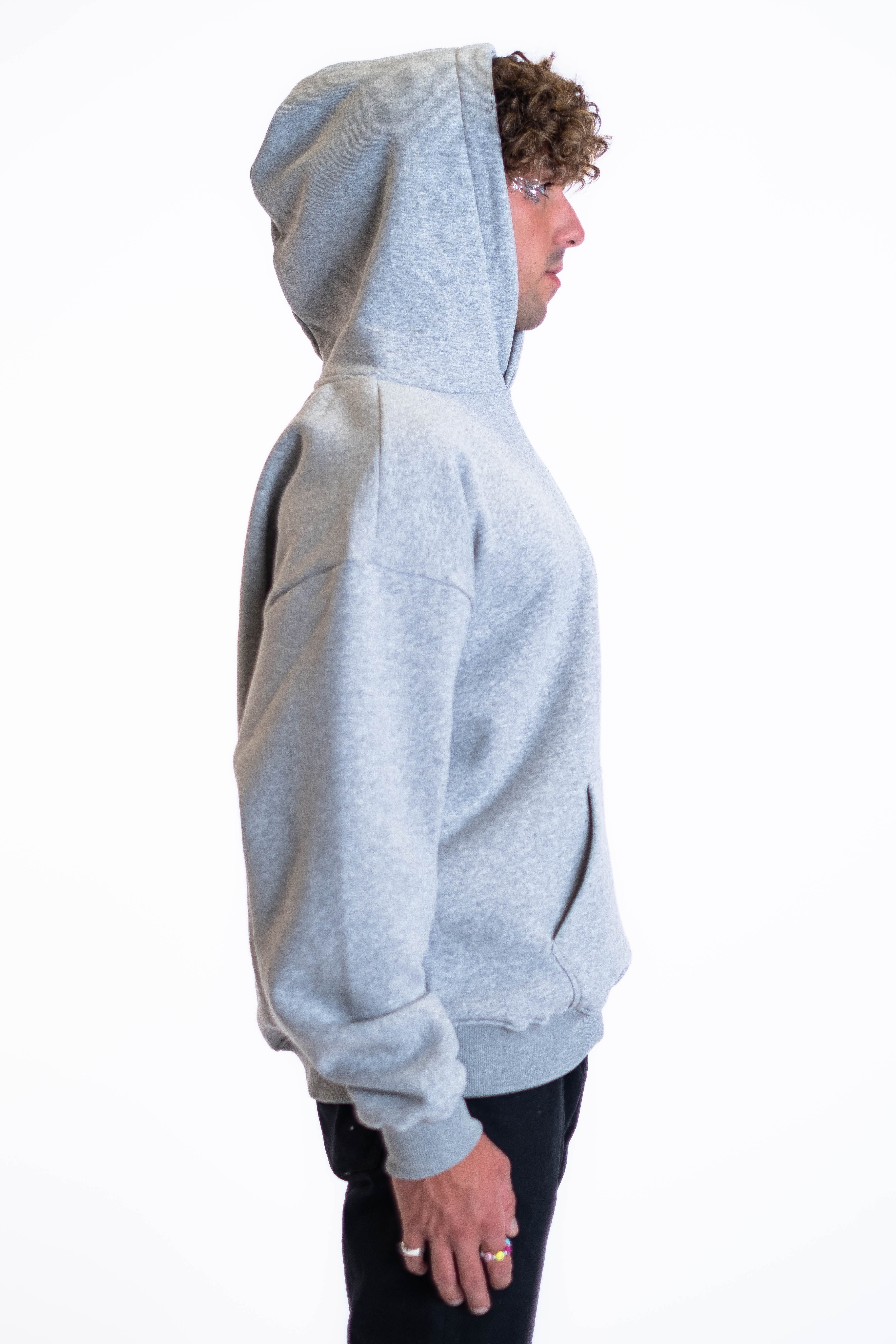 Oversized Hoodie „Smile“ - Hellgrau