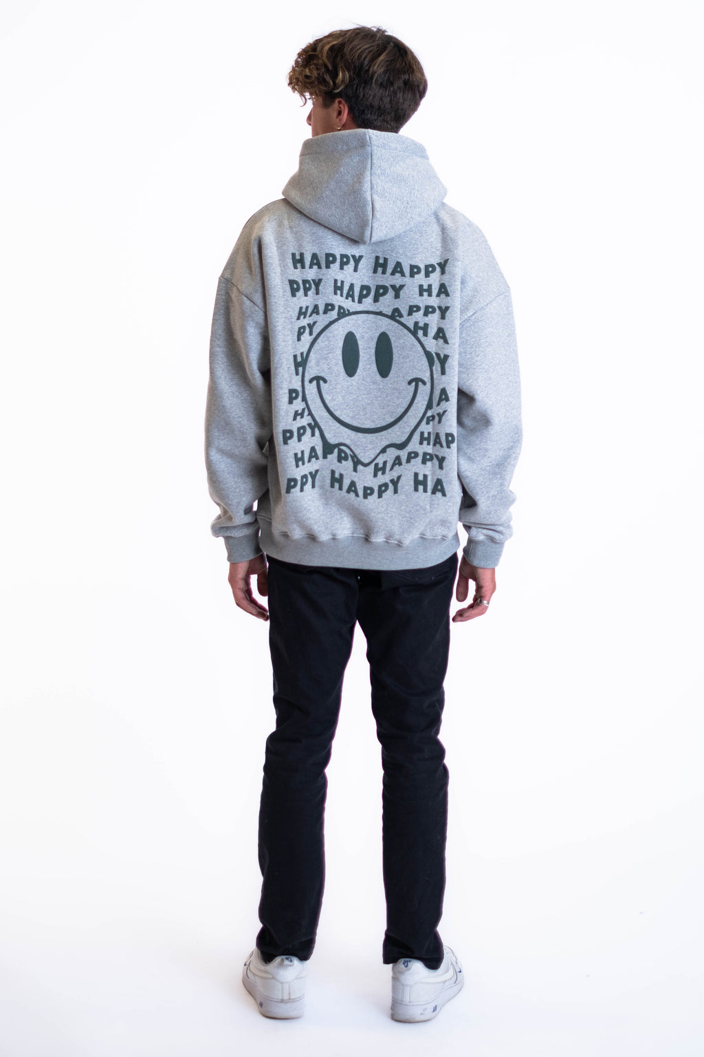 Oversized Hoodie „Smile“ - Hellgrau