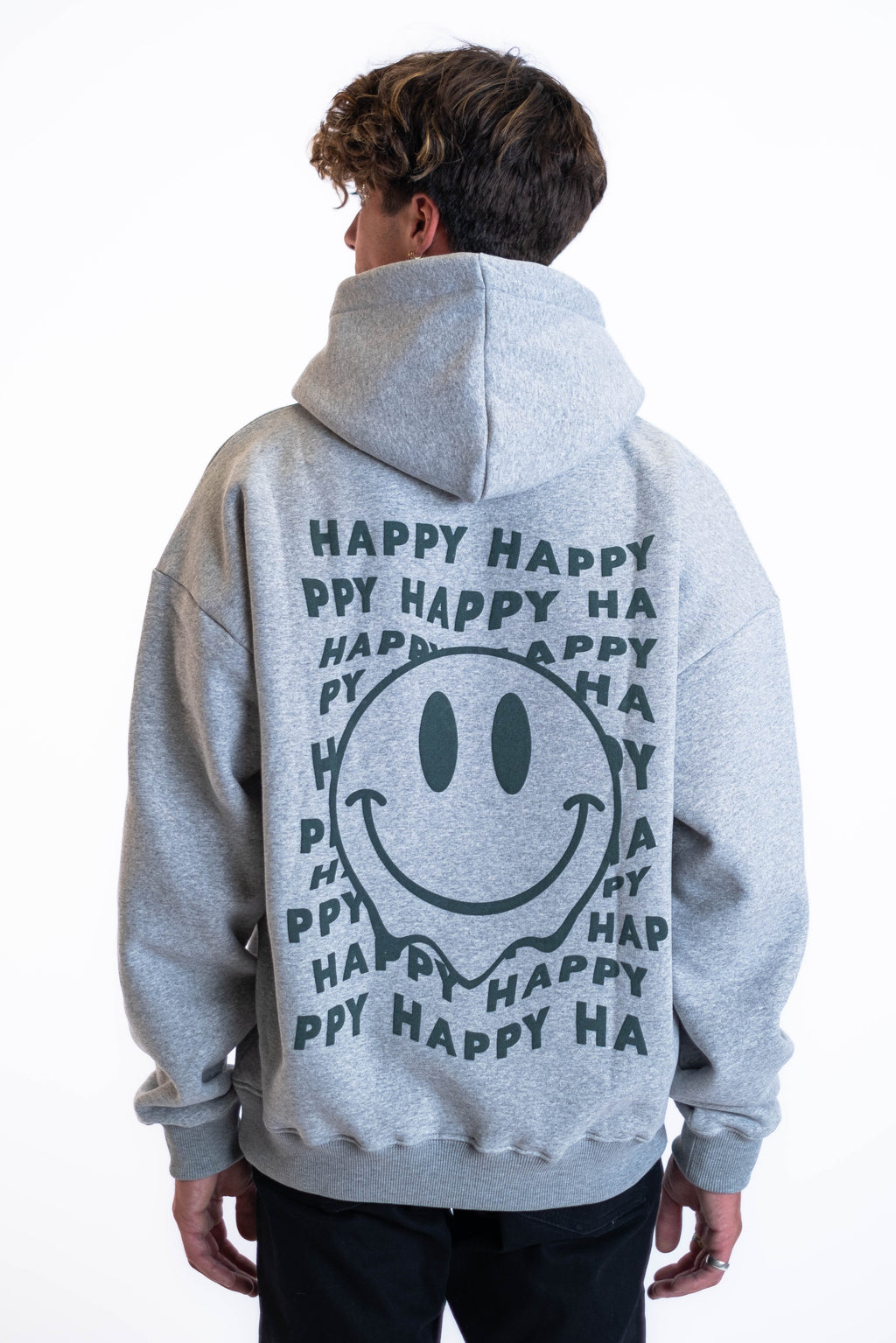 Oversized Hoodie „Smile“ - Hellgrau