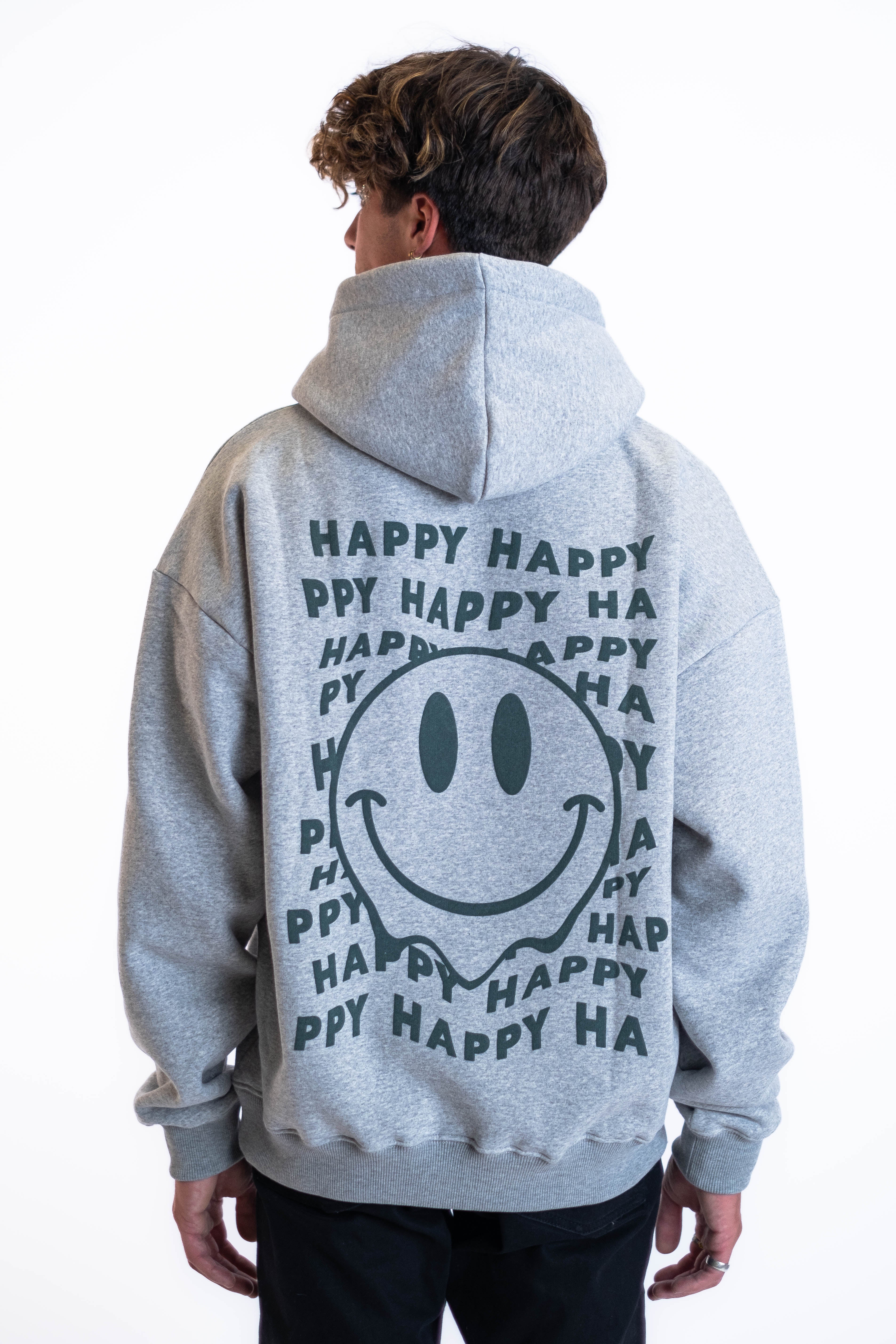 Oversized Hoodie „Smile“ - Hellgrau