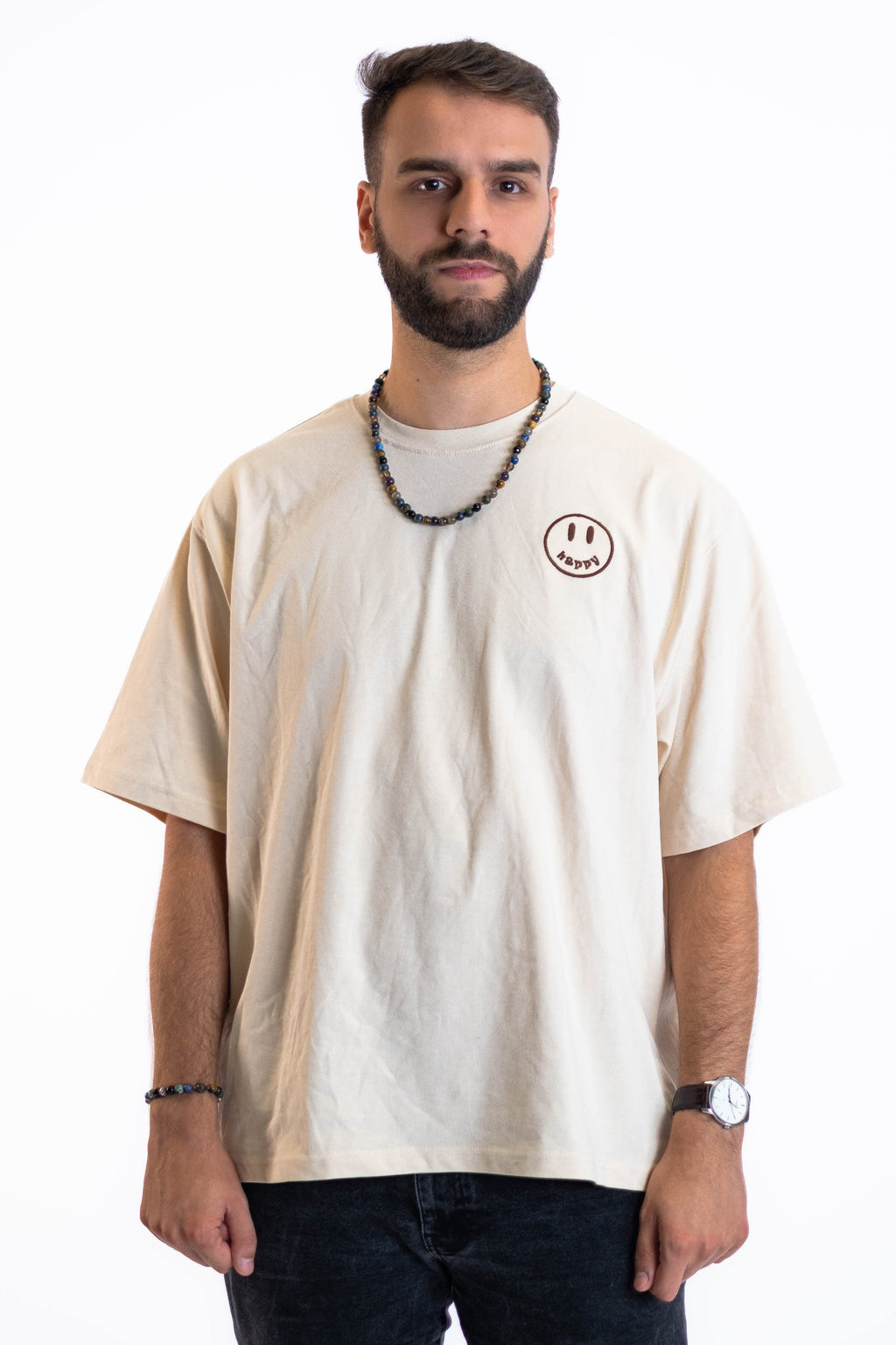 Oversized Tee „Cheers to us“ - Beige