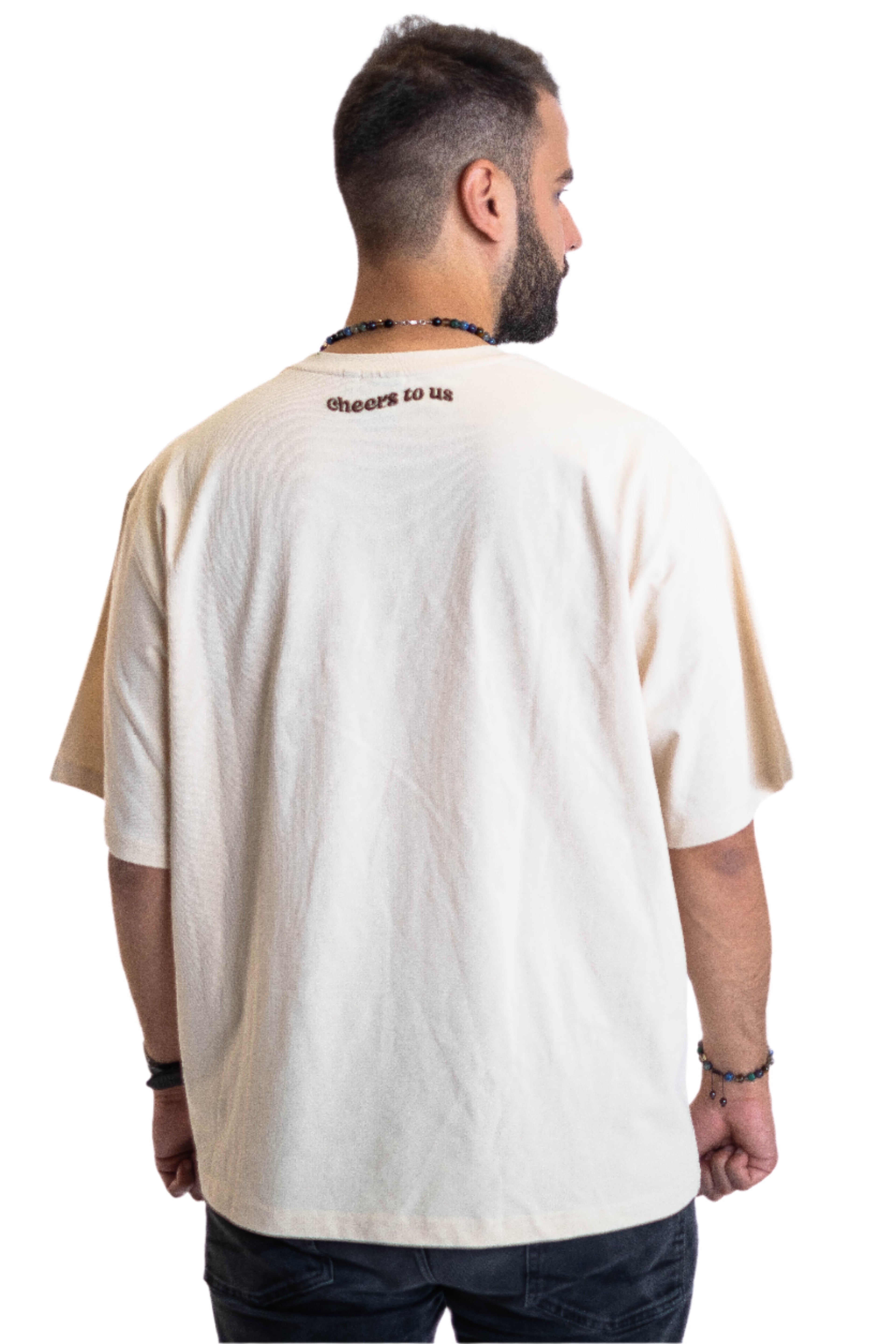 Oversized Tee „Cheers to us“ - Beige