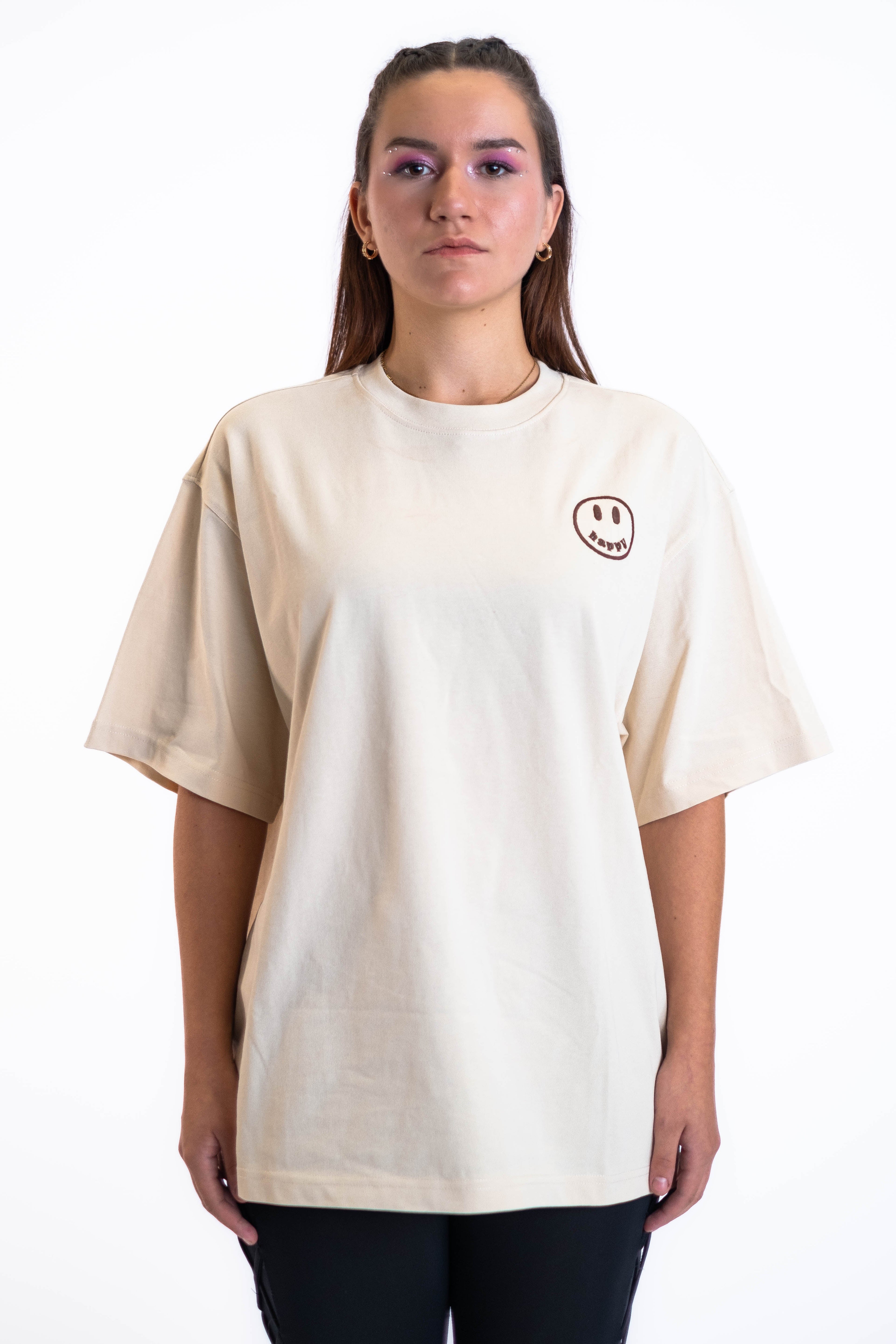 Oversized Tee „Cheers to us“ - Beige