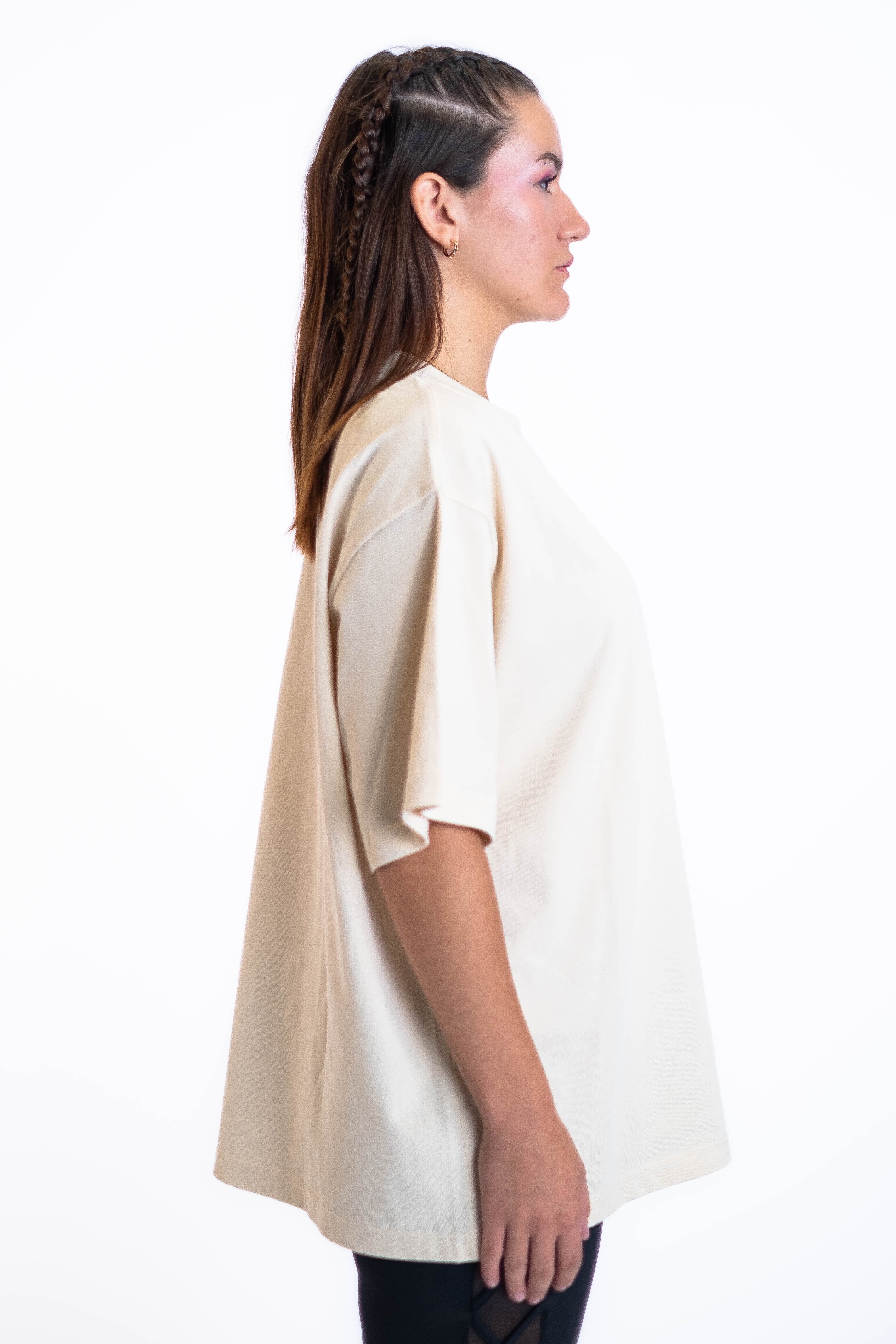 Oversized Tee „Cheers to us“ - Beige