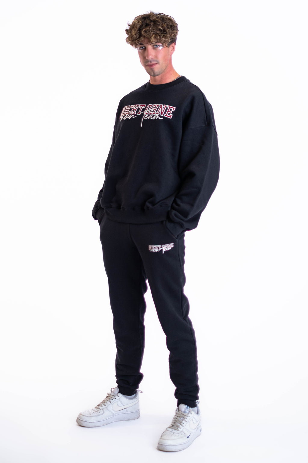 Oversized Crewneck „Team“ - Schwarz