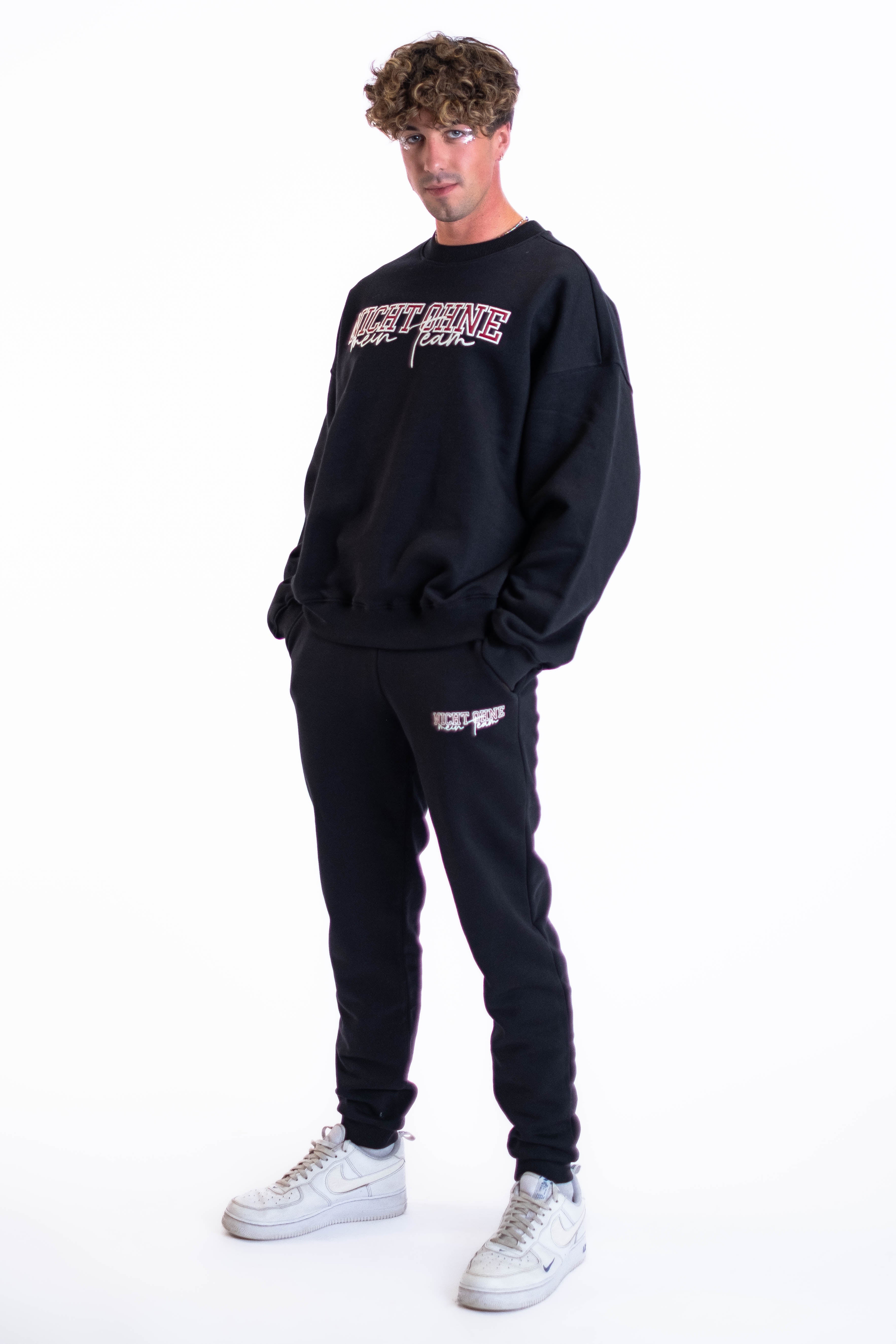 Oversized Crewneck „Team“ - Schwarz
