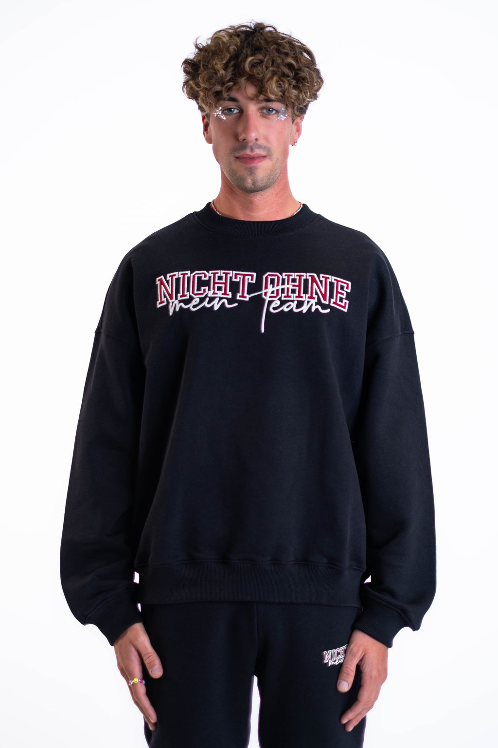 Oversized Crewneck „Team“ - Schwarz