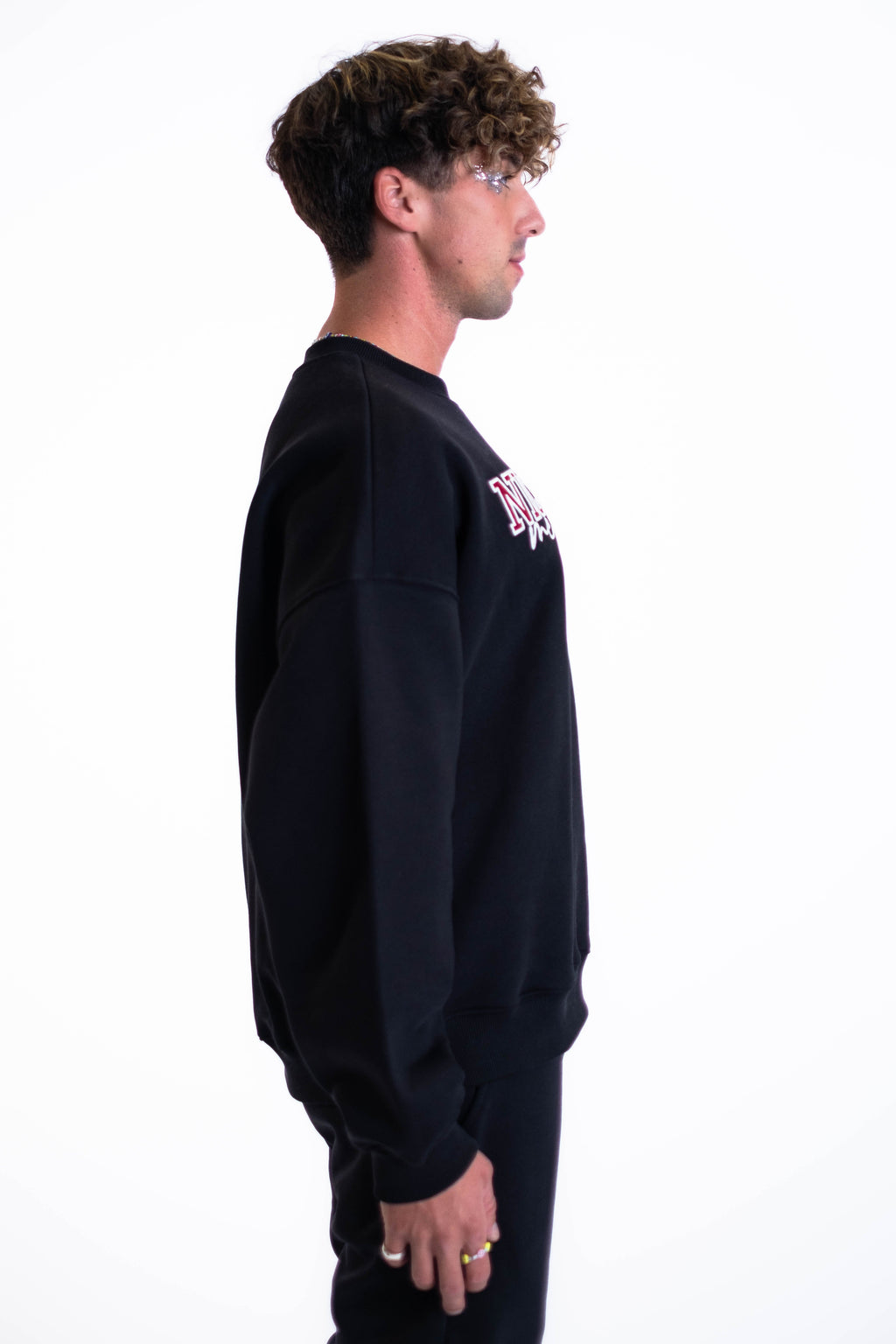 Oversized Crewneck „Team“ - Schwarz