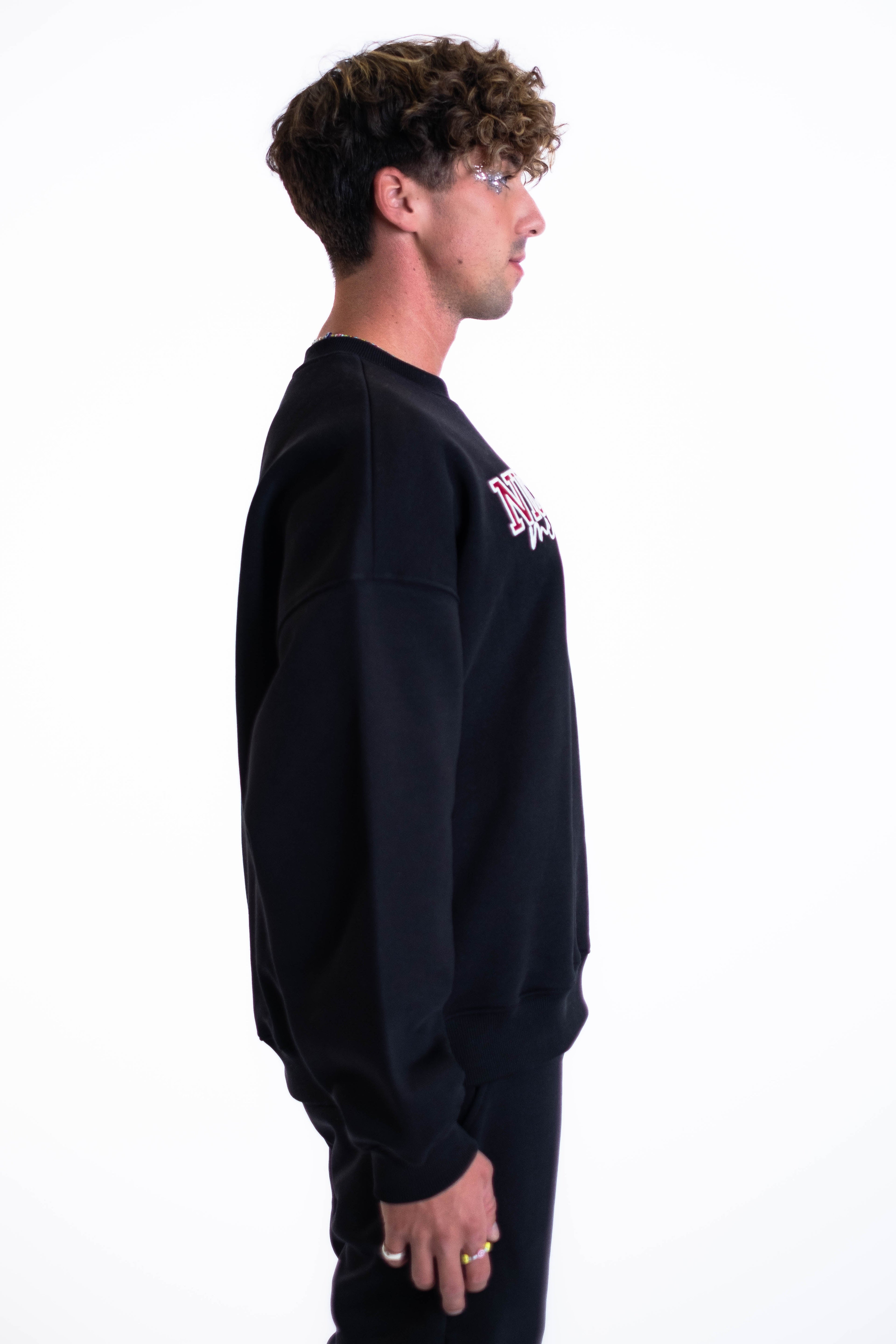 Oversized Crewneck „Team“ - Schwarz